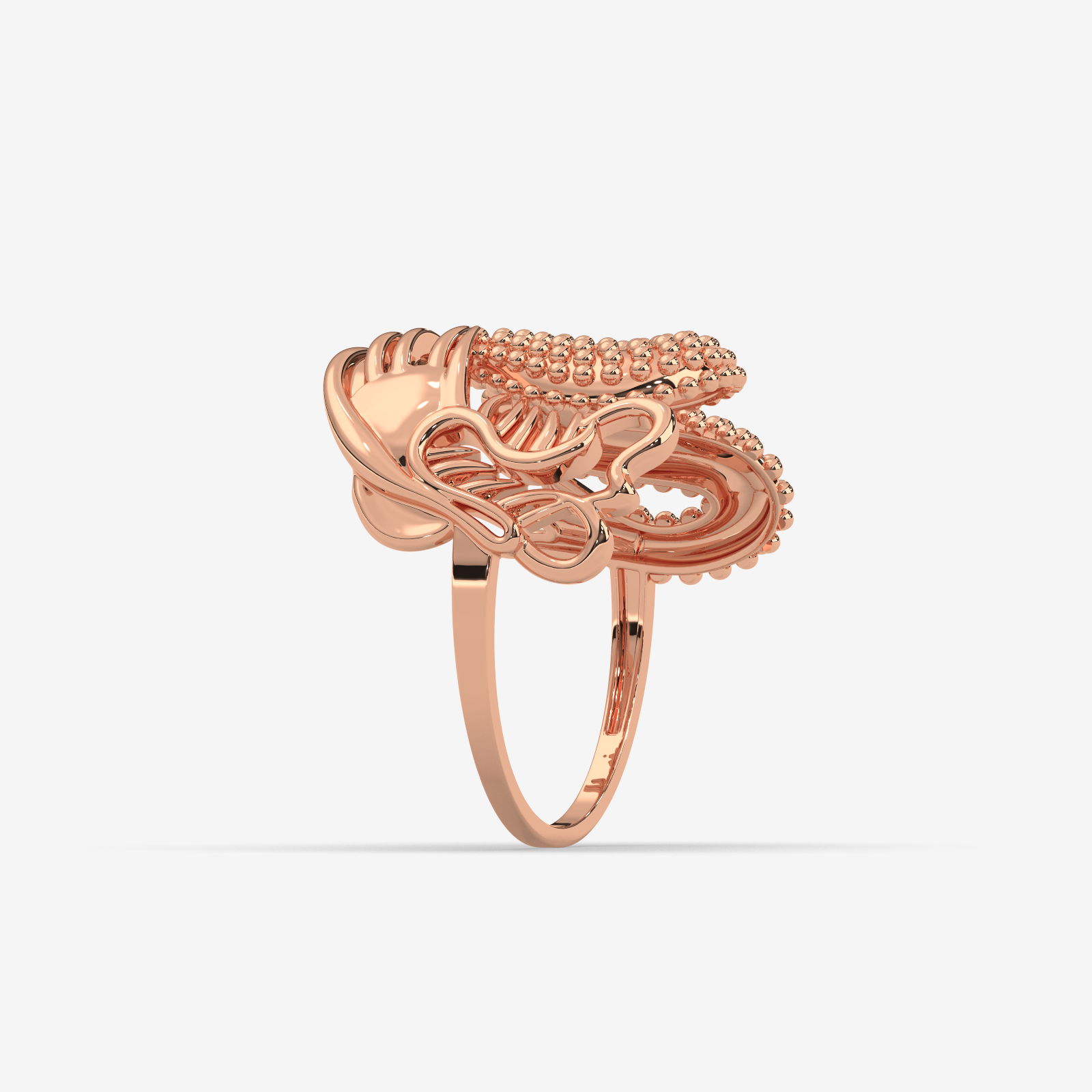 18k Gold Statement Ring for Women | Ornate Handcrafted Textured Design