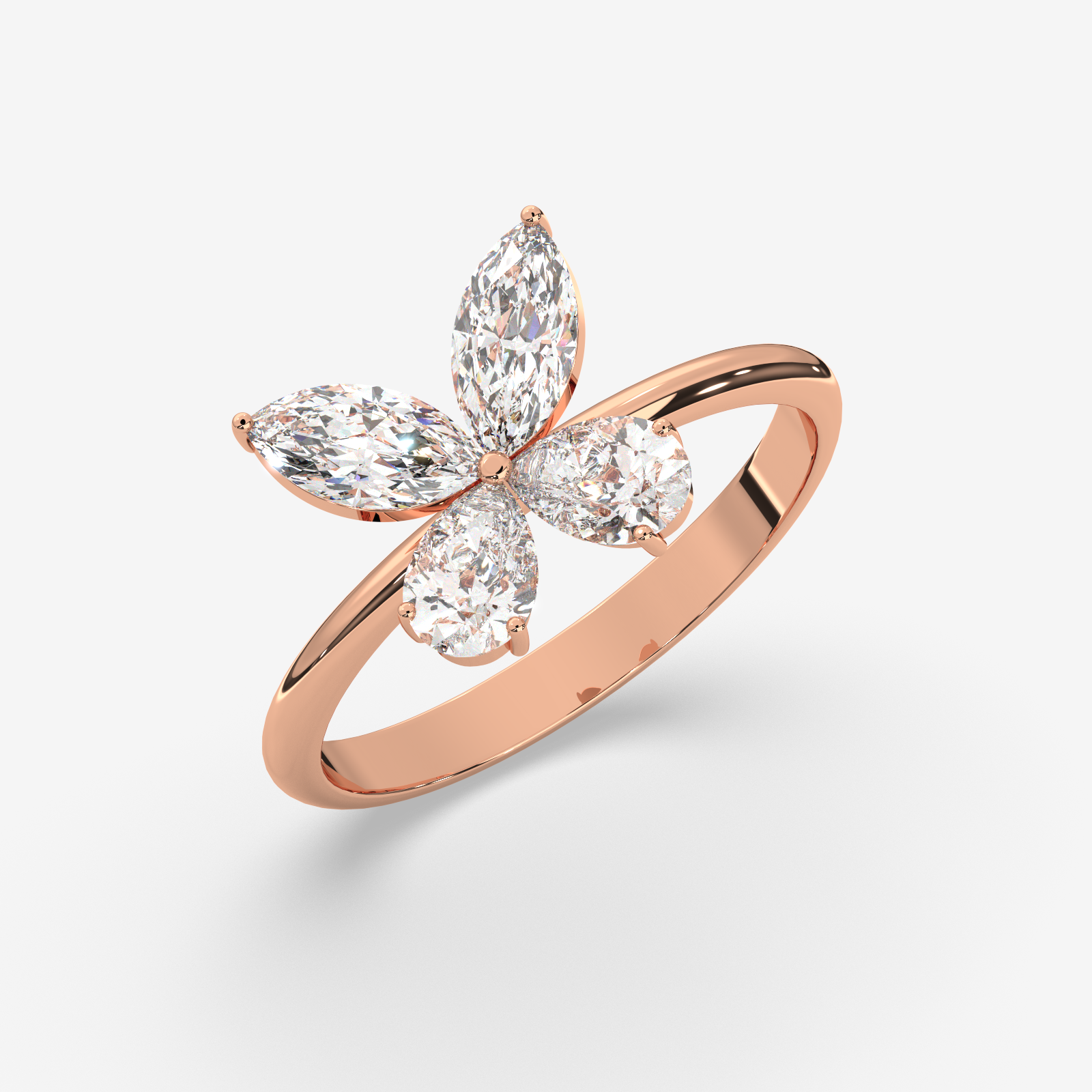 18K Gold Floral Cluster Diamond Ring