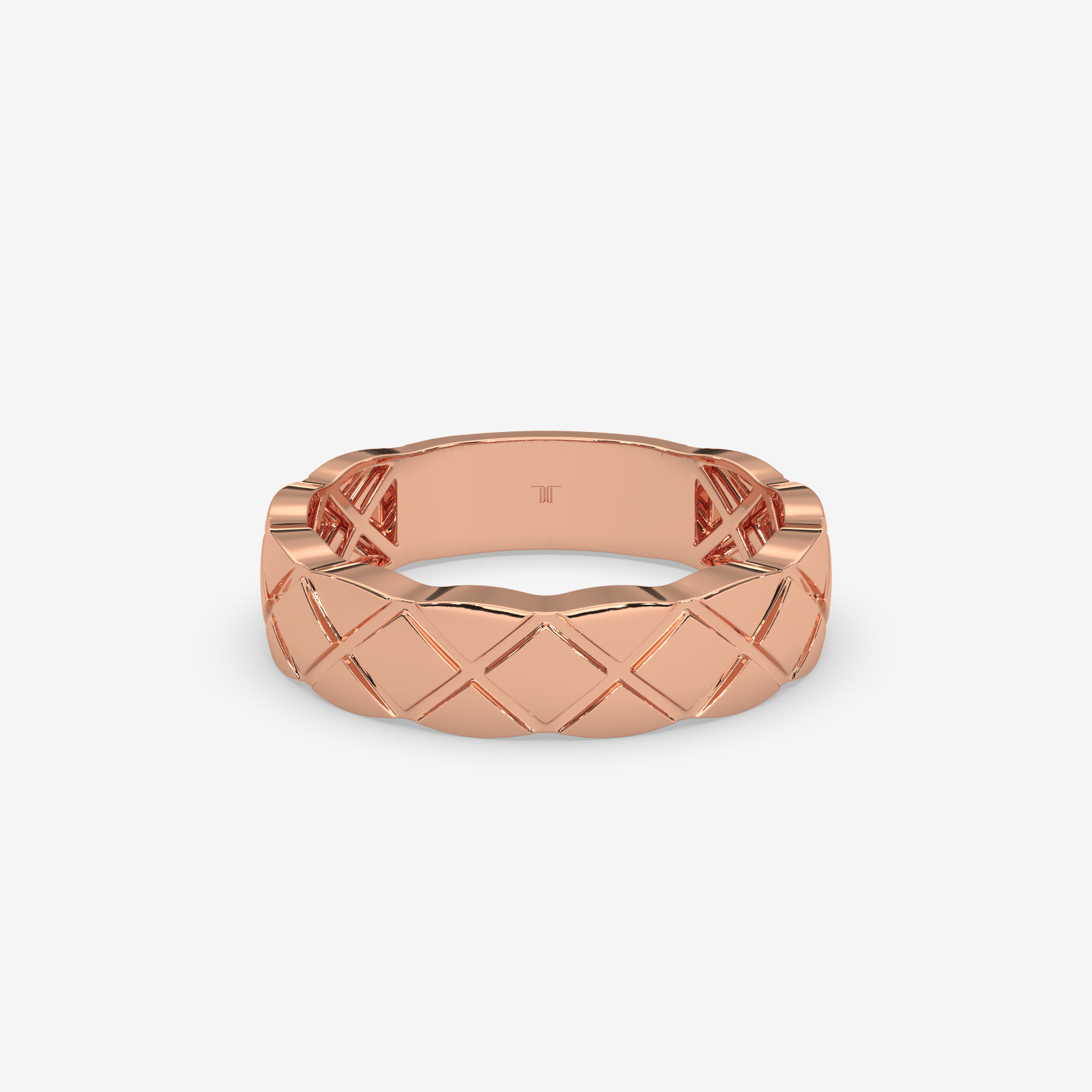 Unisex Solid Gold Quilted Band Ring | Timeless Matelassé Textured Wedding Band & Stacking Ring