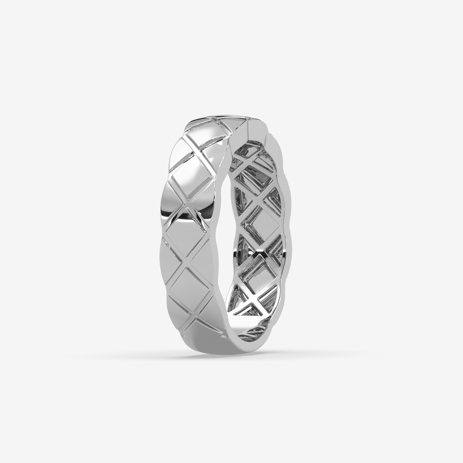 Unisex Solid Gold Quilted Band Ring | Timeless Matelassé Textured Wedding Band & Stacking Ring