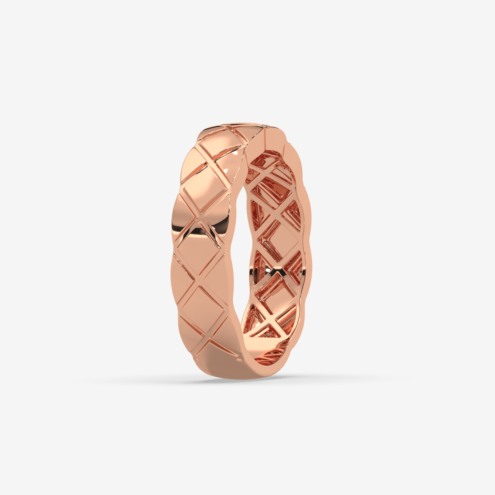Unisex Solid Gold Quilted Band Ring | Timeless Matelassé Textured Wedding Band & Stacking Ring