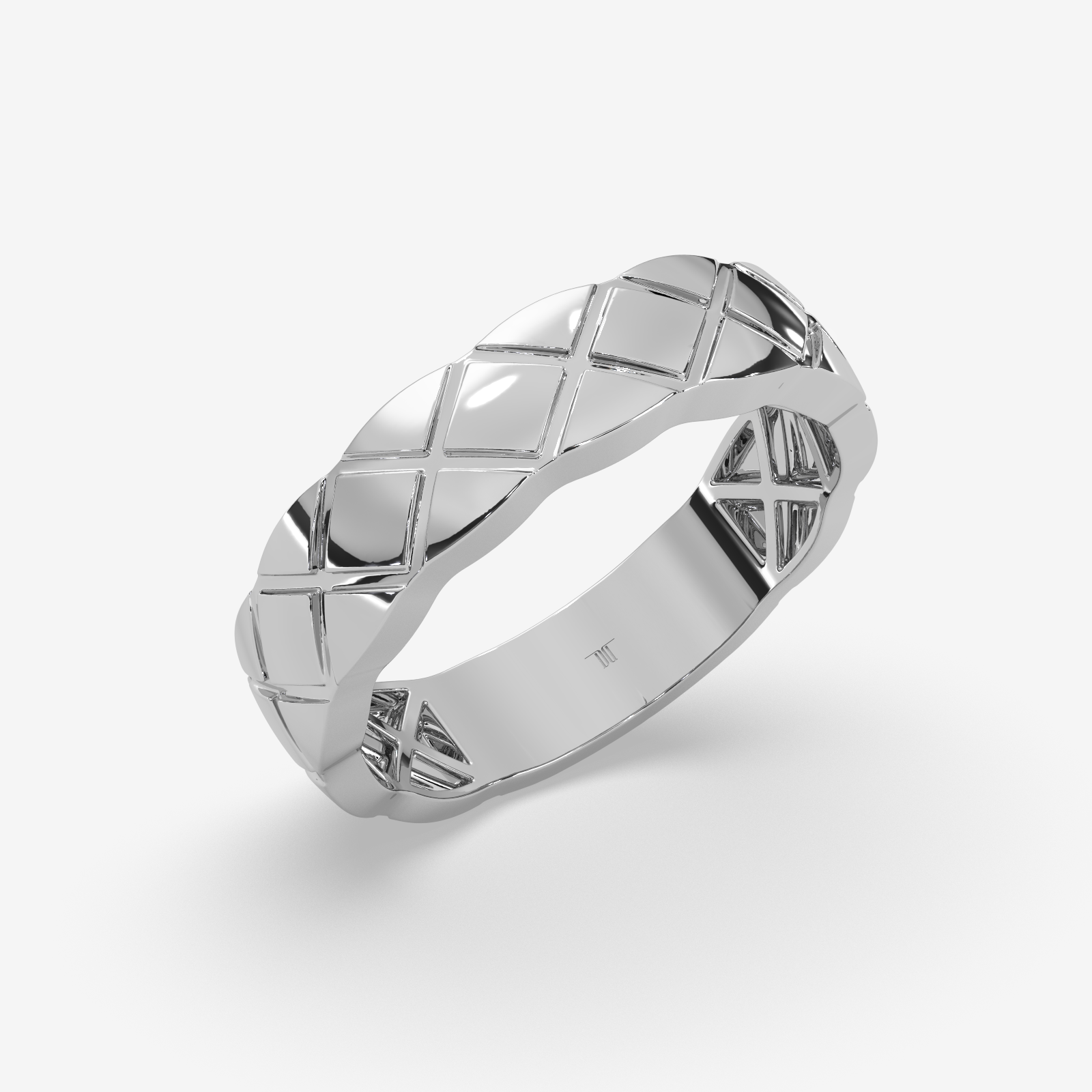 Unisex Solid Gold Quilted Band Ring | Timeless Matelassé Textured Wedding Band & Stacking Ring