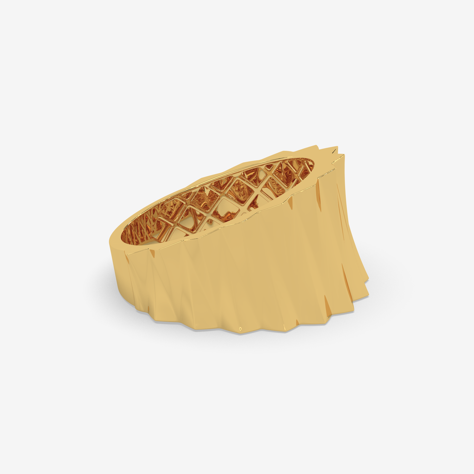 Solid Gold Sculptural Band Ring | Bold Geometric Statement Ring for Men & Women
