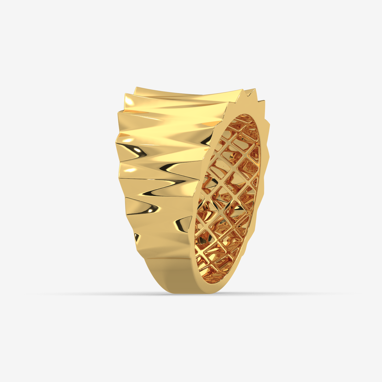 Solid Gold Sculptural Band Ring | Bold Geometric Statement Ring for Men & Women