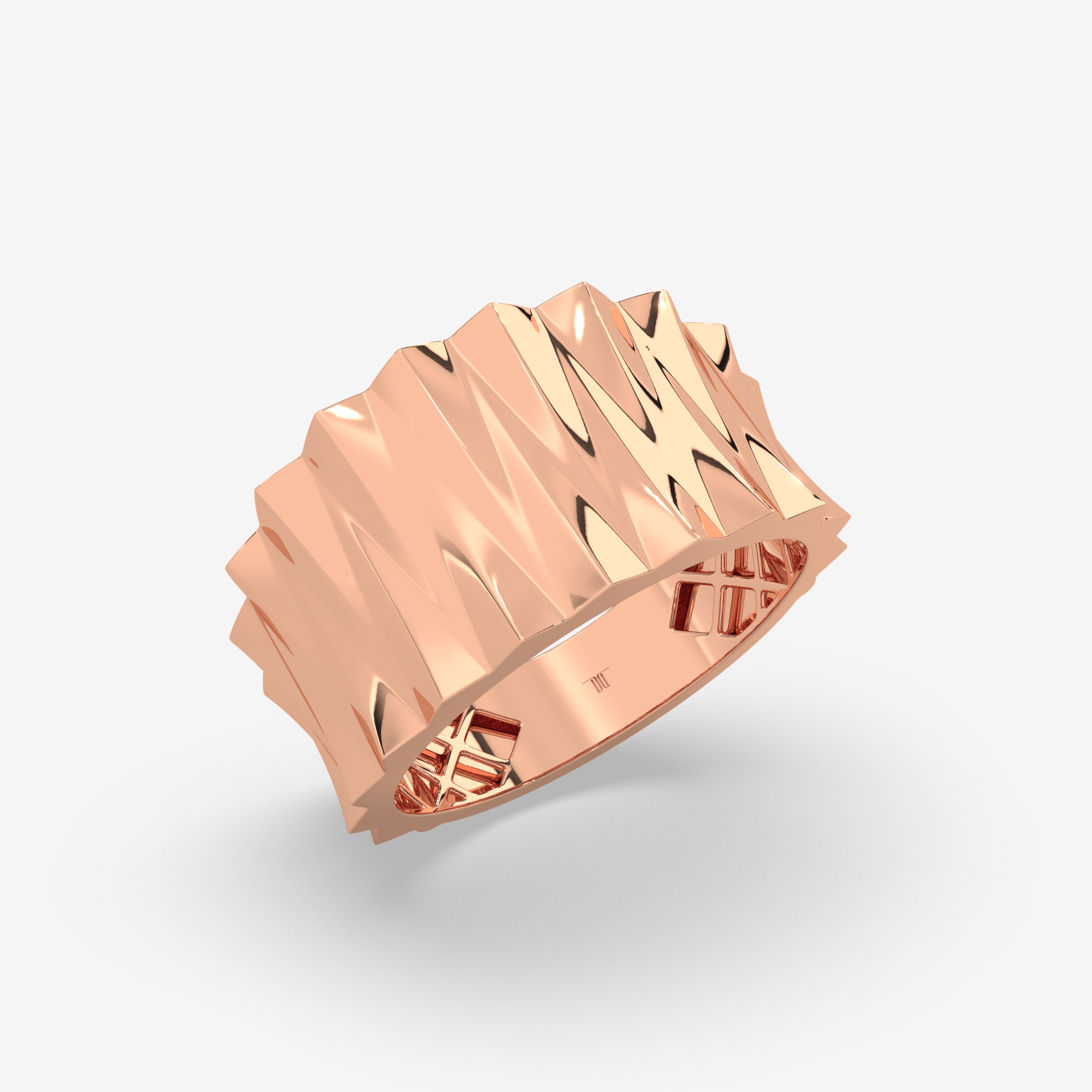 Solid Gold Sculptural Band Ring | Bold Geometric Statement Ring for Men & Women