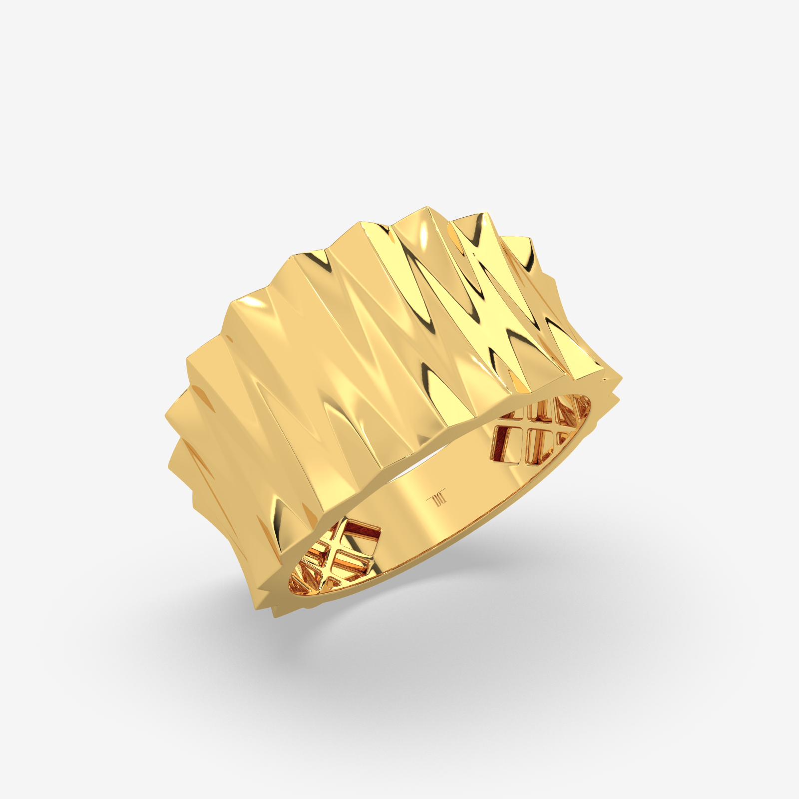 Solid Gold Sculptural Band Ring | Bold Geometric Statement Ring for Men & Women