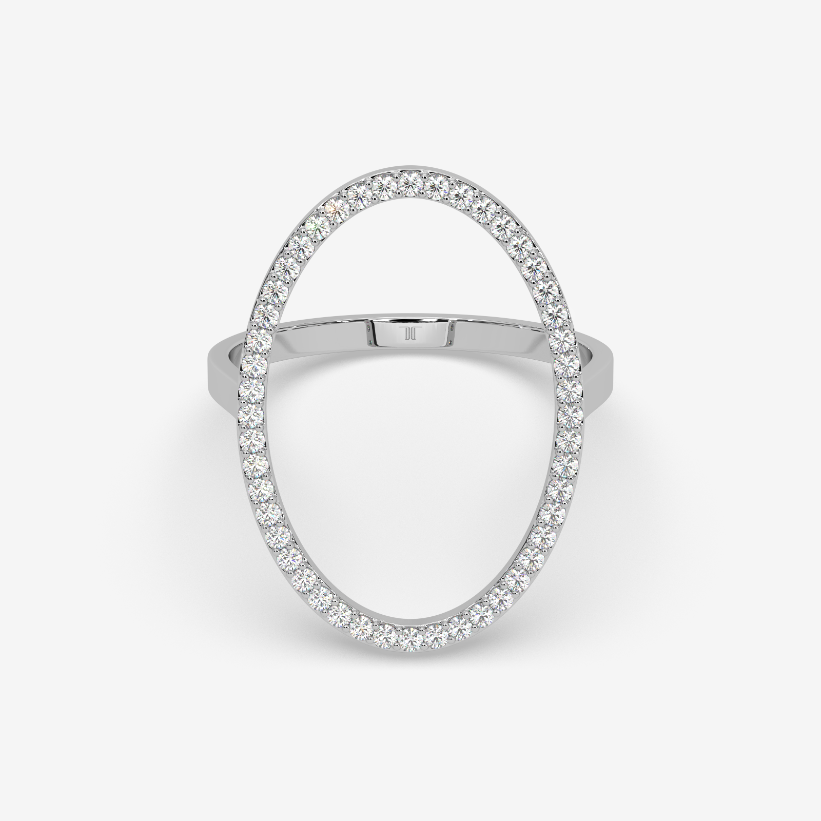 18K Gold Modern Open Oval Diamond Ring | Sculptural Fine Jewelry for Women