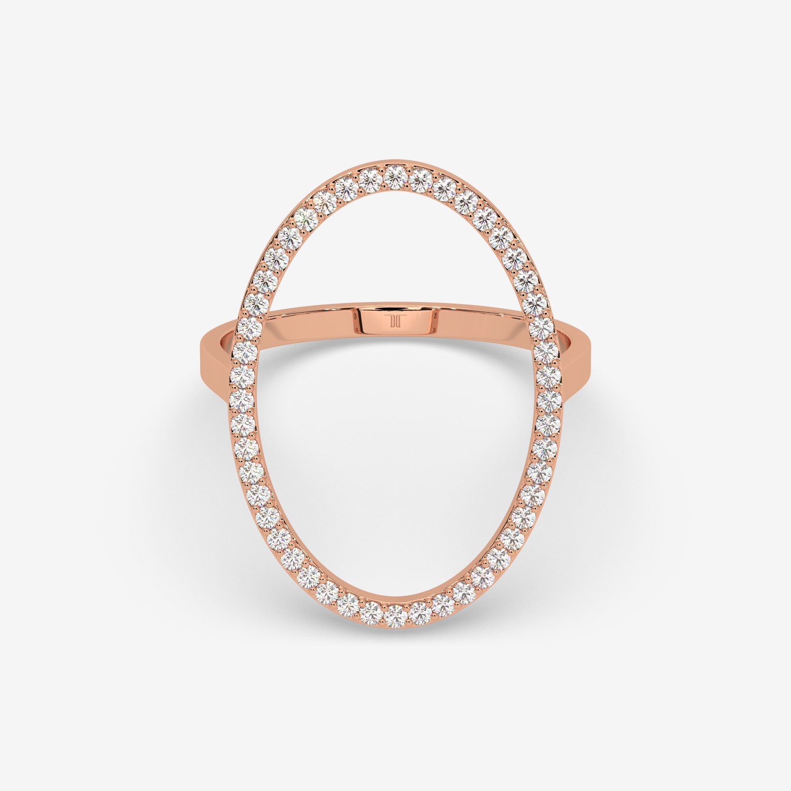 18K Gold Modern Open Oval Diamond Ring | Sculptural Fine Jewelry for Women