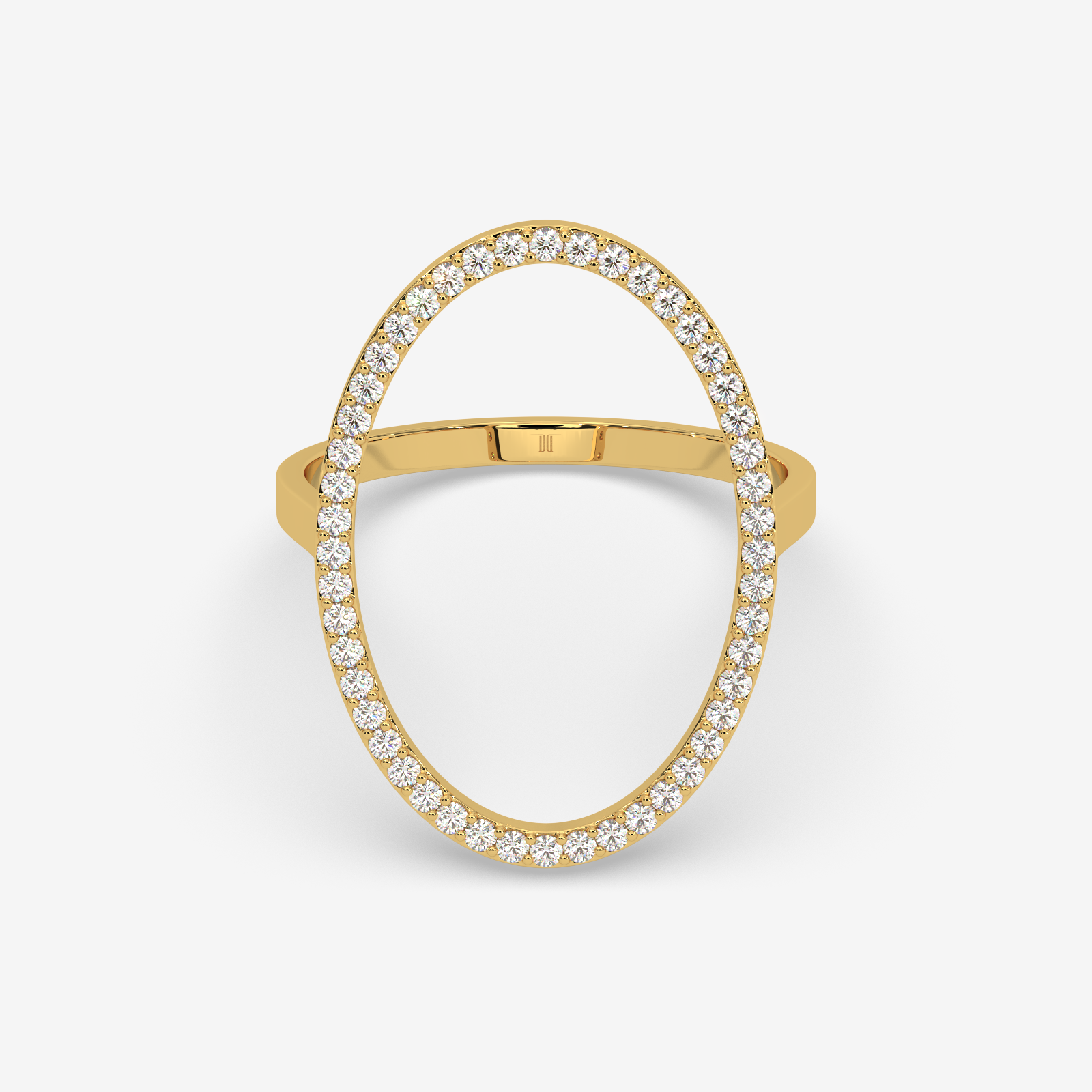 18K Gold Modern Open Oval Diamond Ring | Sculptural Fine Jewelry for Women
