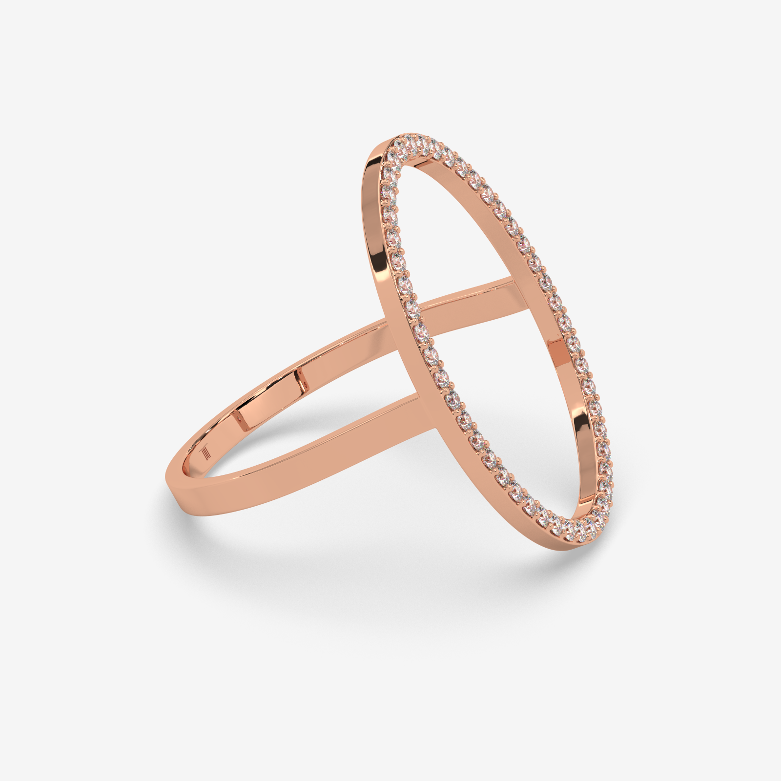 18K Gold Modern Open Oval Diamond Ring | Sculptural Fine Jewelry for Women