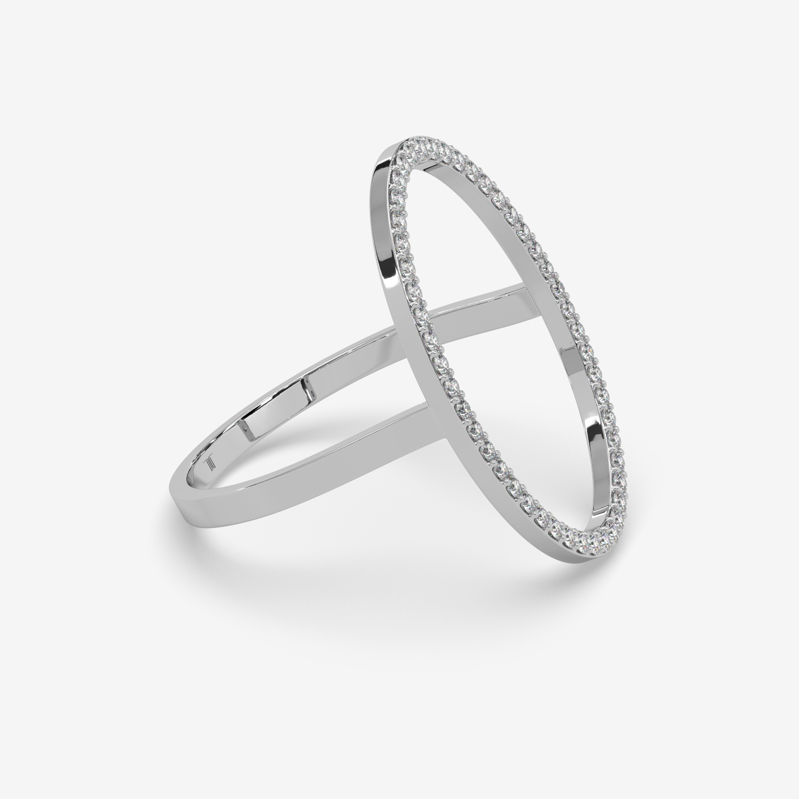 18K Gold Modern Open Oval Diamond Ring | Sculptural Fine Jewelry for Women