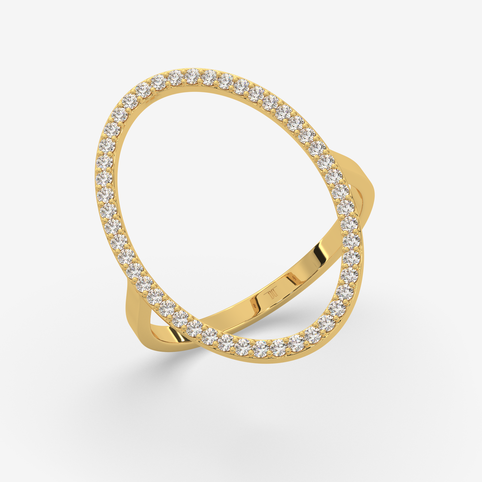 18K Gold Modern Open Oval Diamond Ring | Sculptural Fine Jewelry for Women
