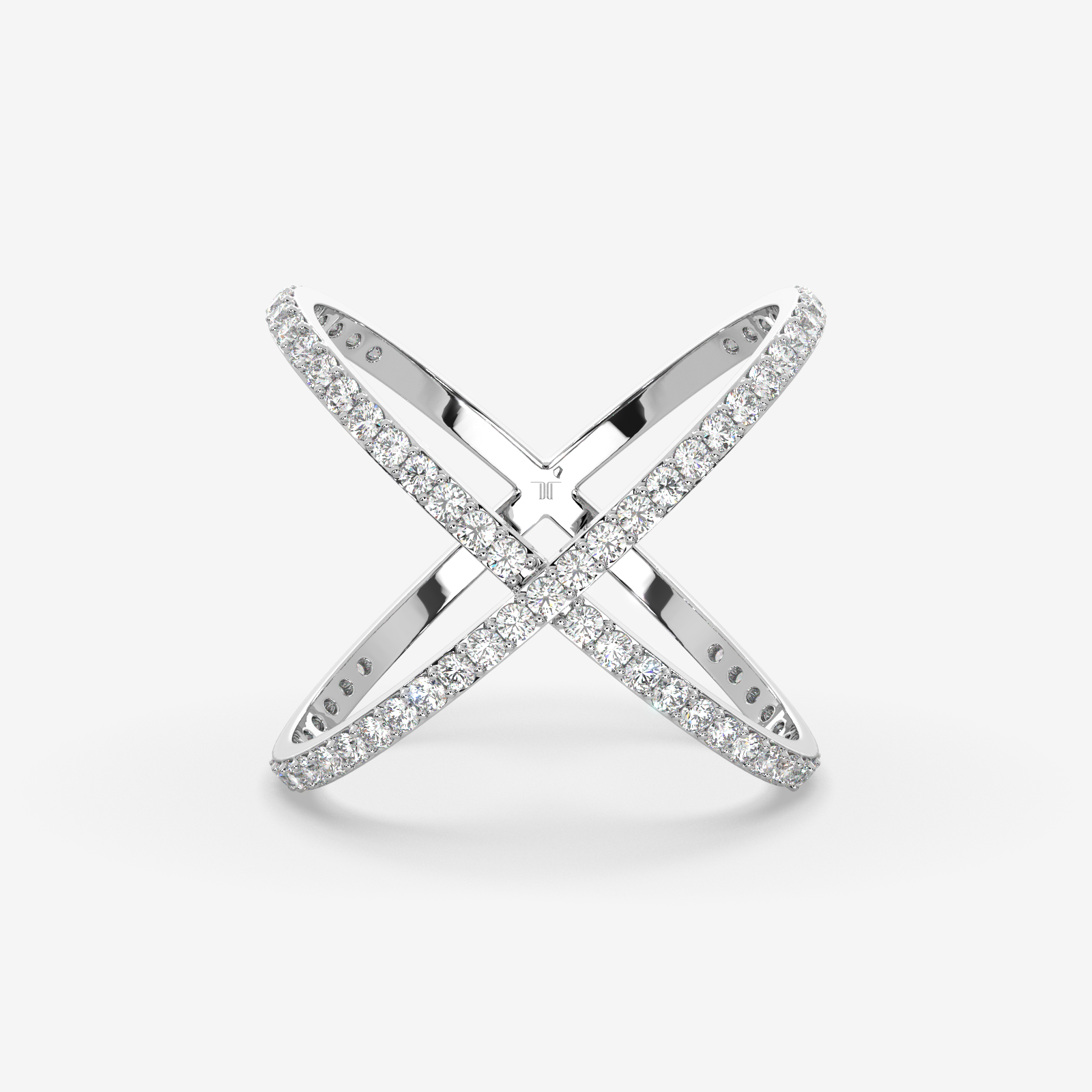 Solid Gold Diamond Criss-Cross X Ring | Modern Pave Statement Band