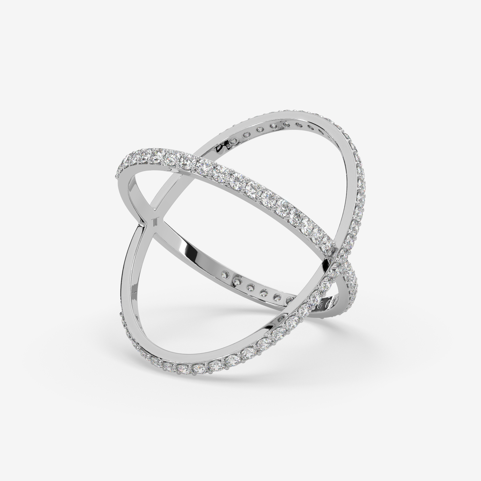 Solid Gold Diamond Criss-Cross X Ring | Modern Pave Statement Band