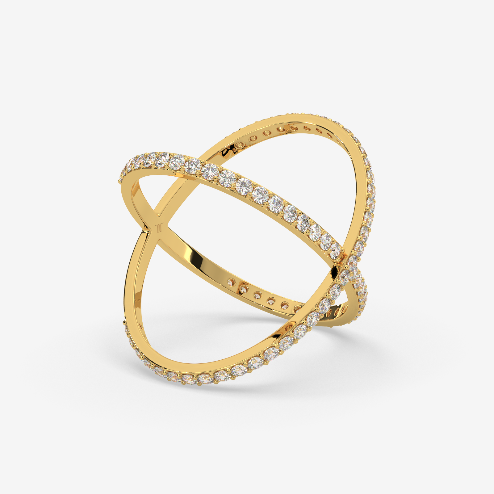 Solid Gold Diamond Criss-Cross X Ring | Modern Pave Statement Band