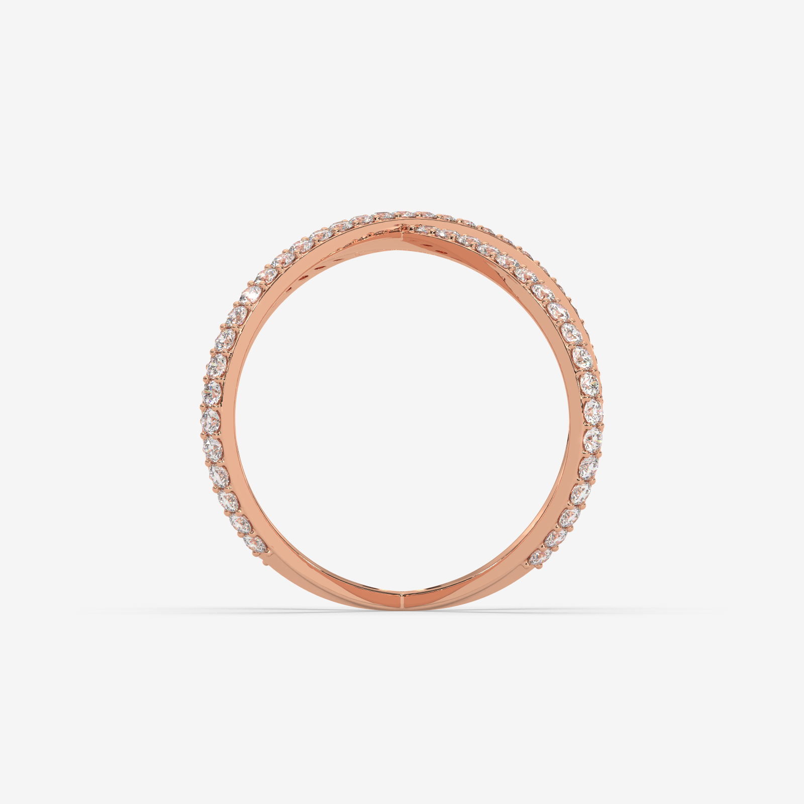 Solid Gold Diamond Criss-Cross X Ring | Modern Pave Statement Band