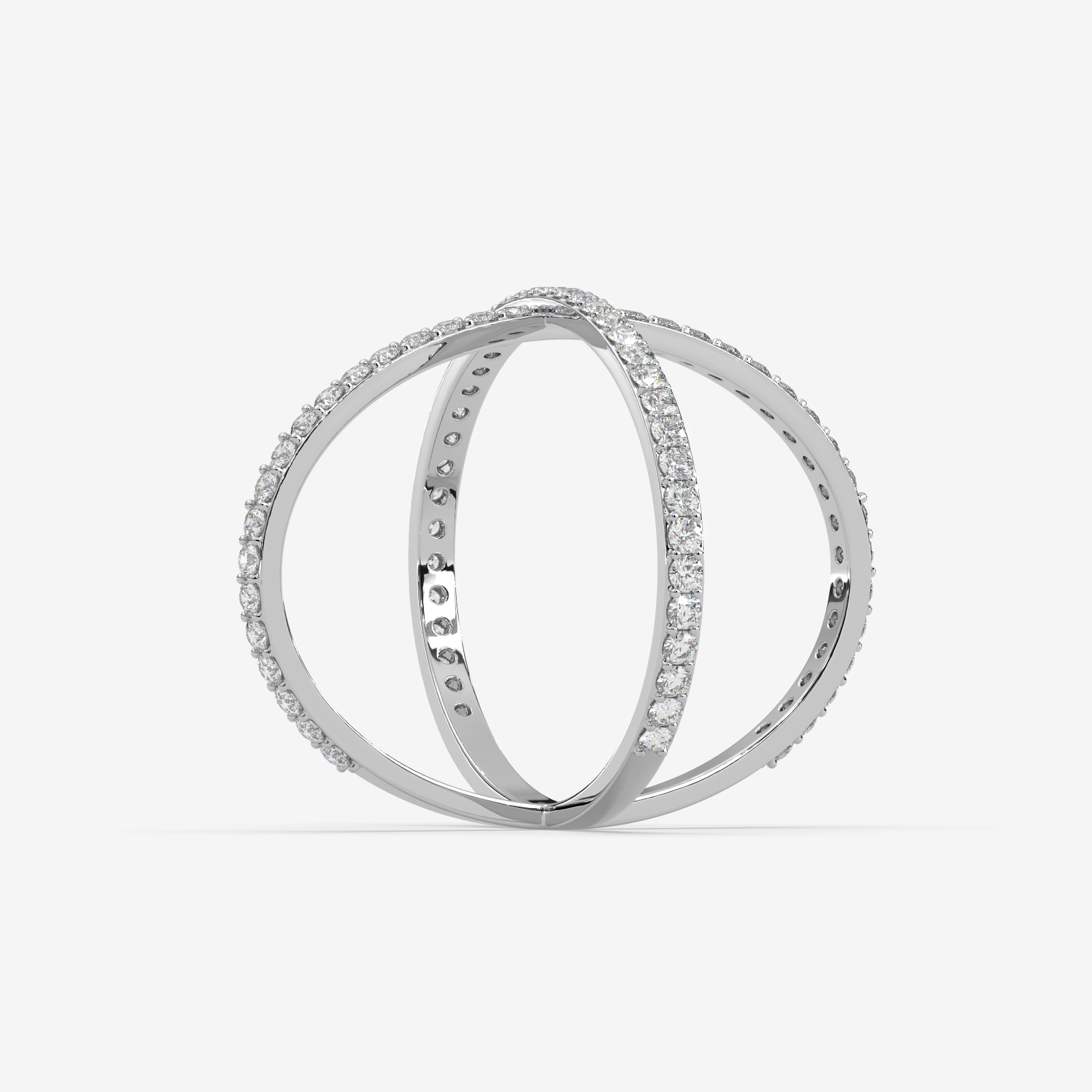 Solid Gold Diamond Criss-Cross X Ring | Modern Pave Statement Band