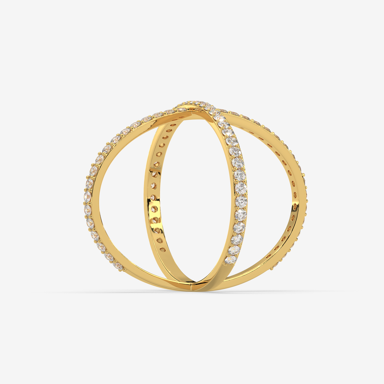 Solid Gold Diamond Criss-Cross X Ring | Modern Pave Statement Band