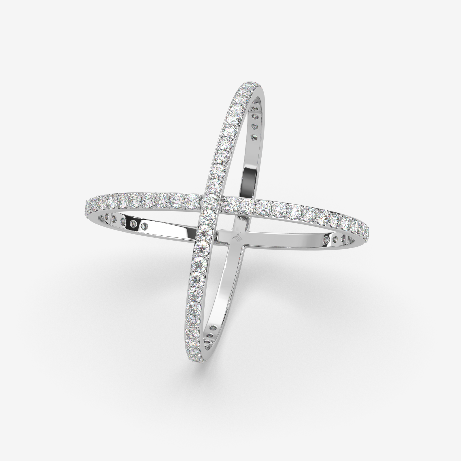 Solid Gold Diamond Criss-Cross X Ring | Modern Pave Statement Band