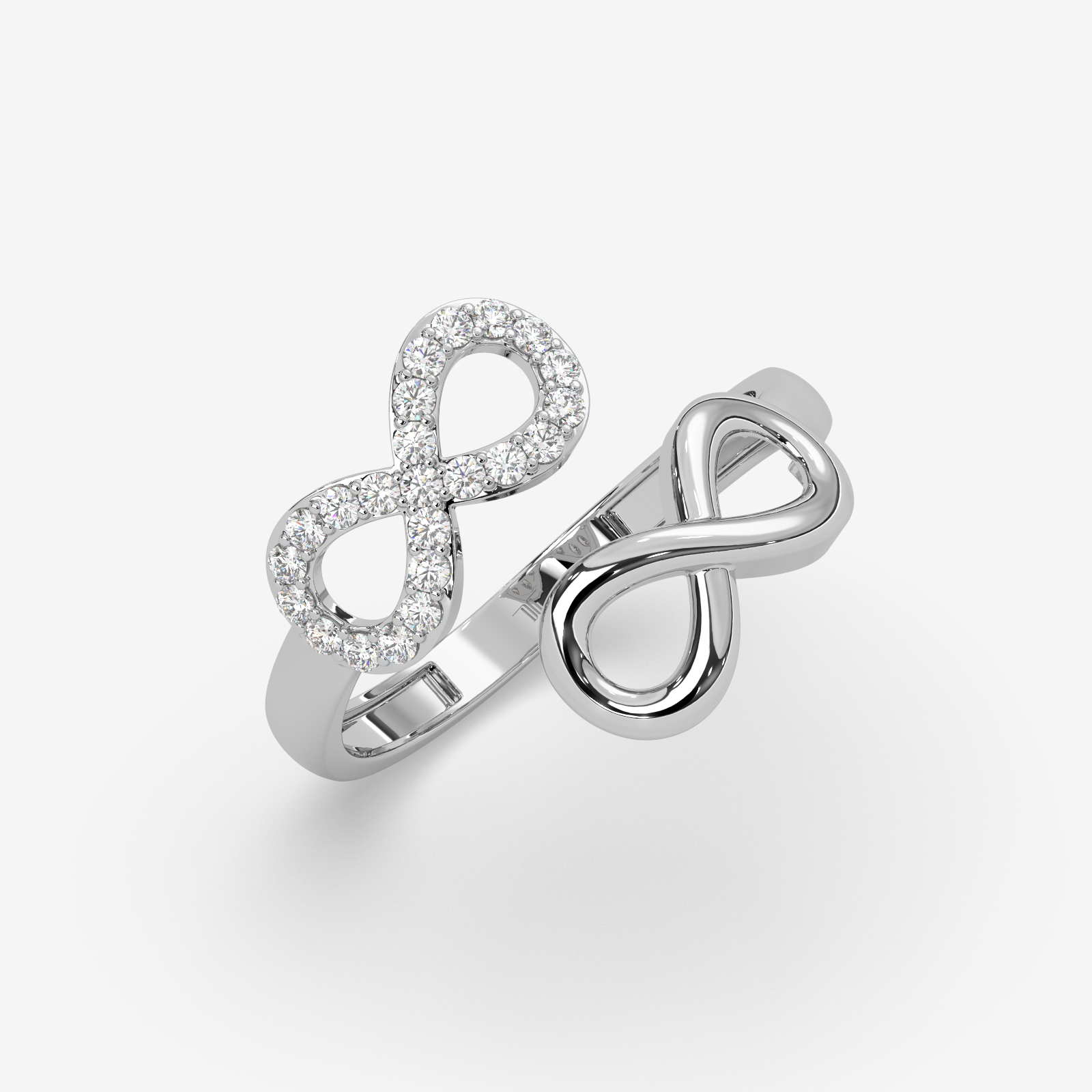 Solid 18K Gold Double Infinity Diamond Ring | Eternal Love Statement Band