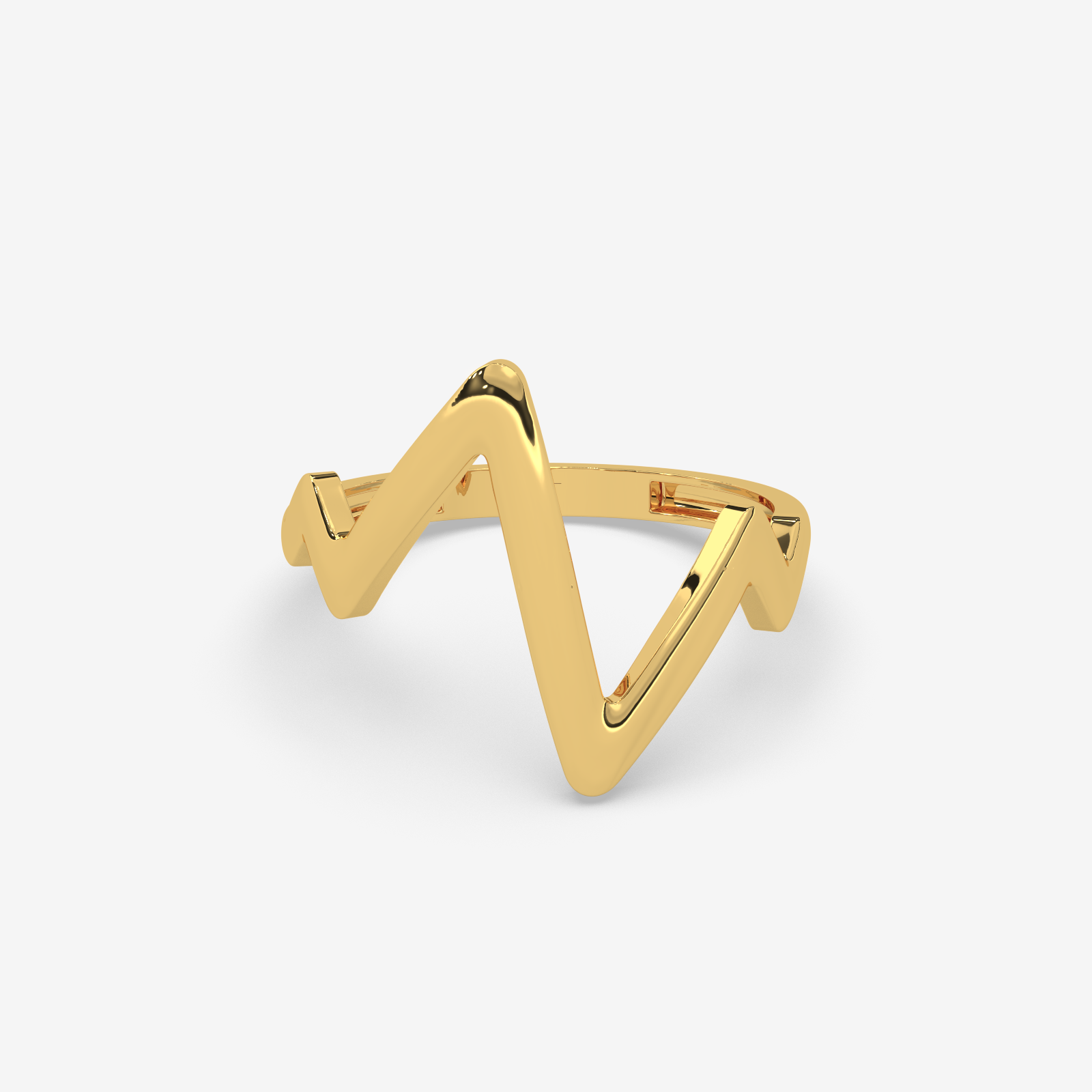 Solid Gold Zig Zag Statement Ring | Minimalist Geometric Chevron Band for Women