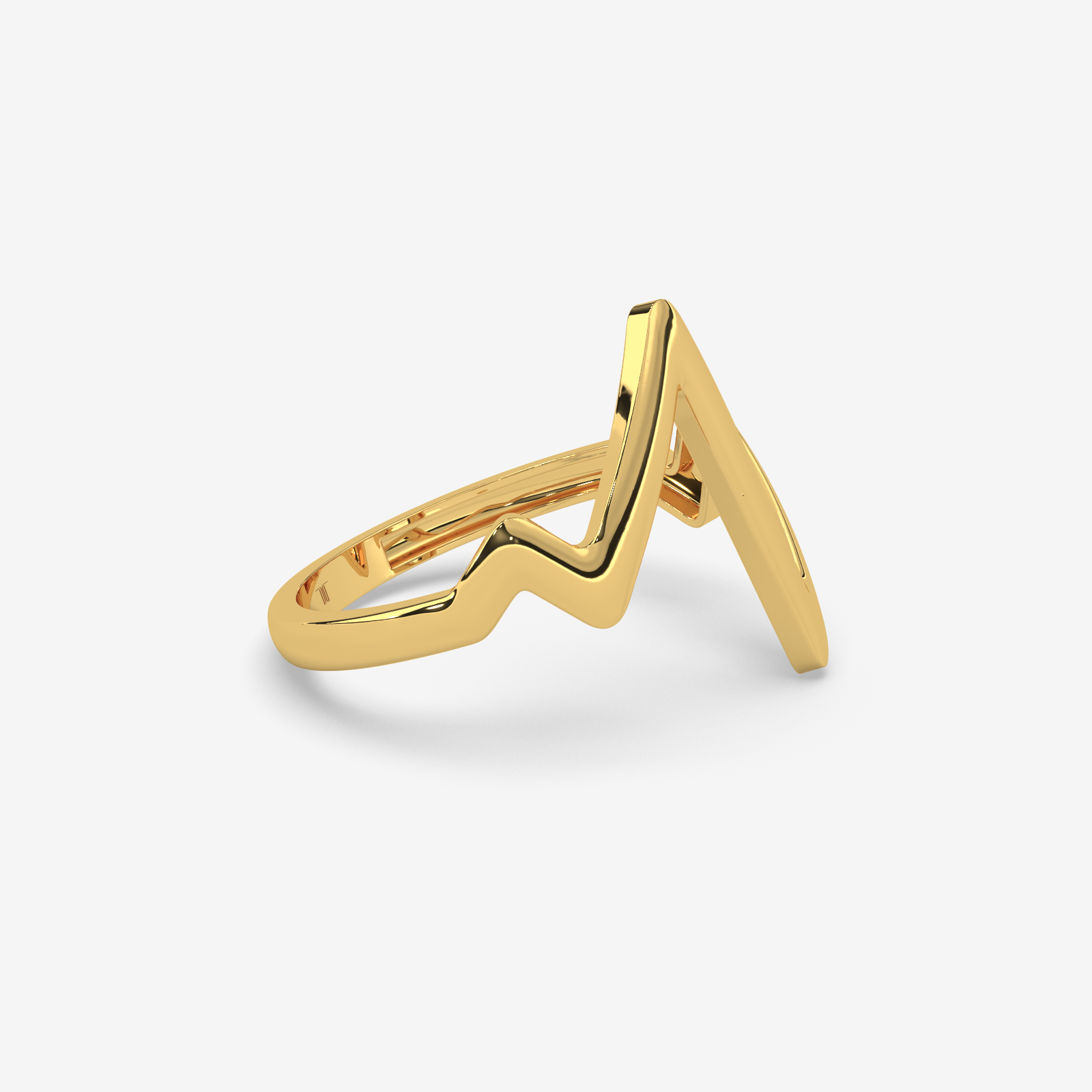 Solid Gold Zig Zag Statement Ring | Minimalist Geometric Chevron Band for Women