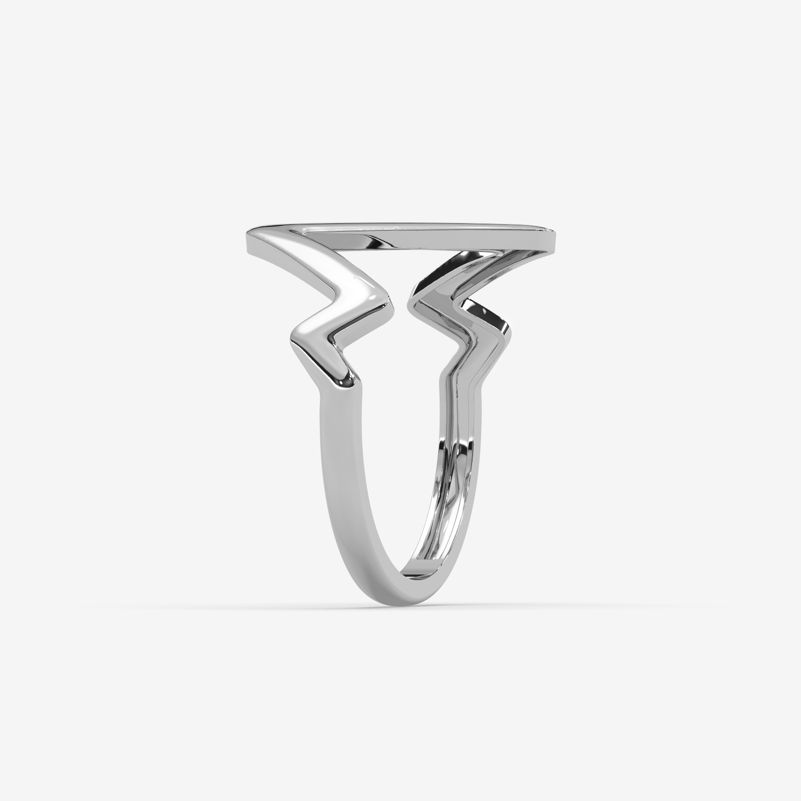Solid Gold Zig Zag Statement Ring | Minimalist Geometric Chevron Band for Women