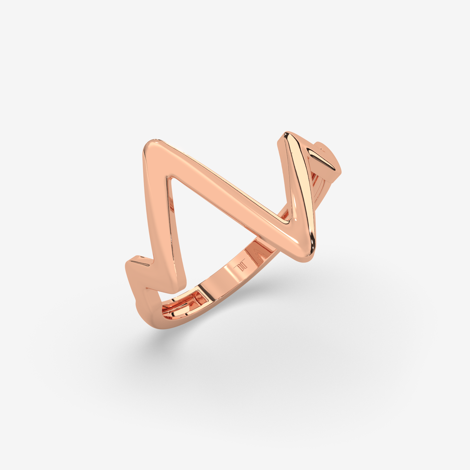 Solid Gold Zig Zag Statement Ring | Minimalist Geometric Chevron Band for Women
