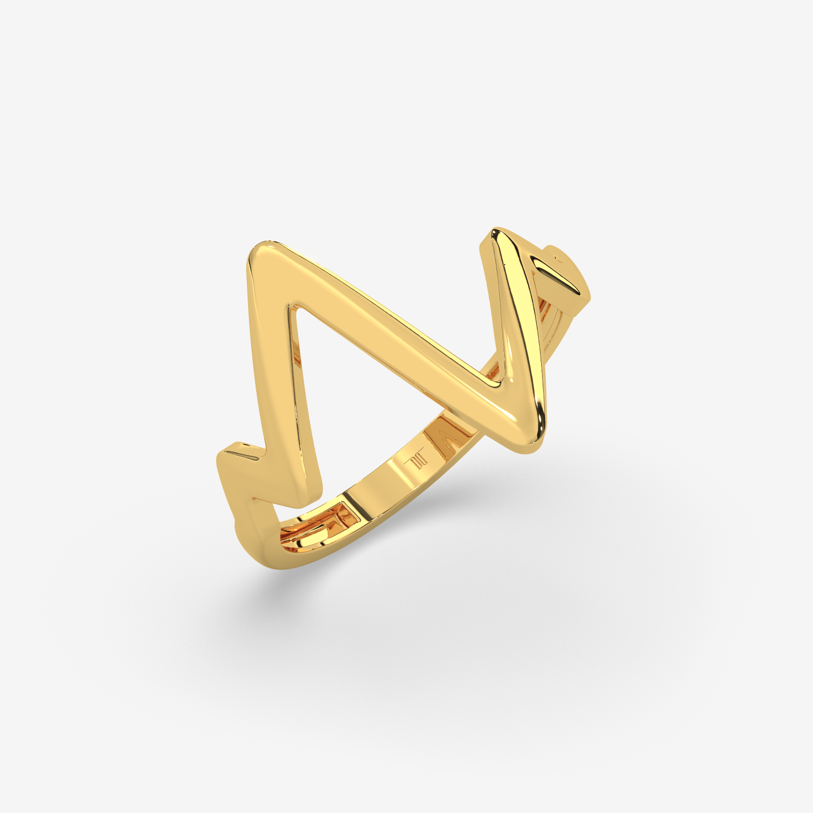 Solid Gold Zig Zag Statement Ring | Minimalist Geometric Chevron Band for Women