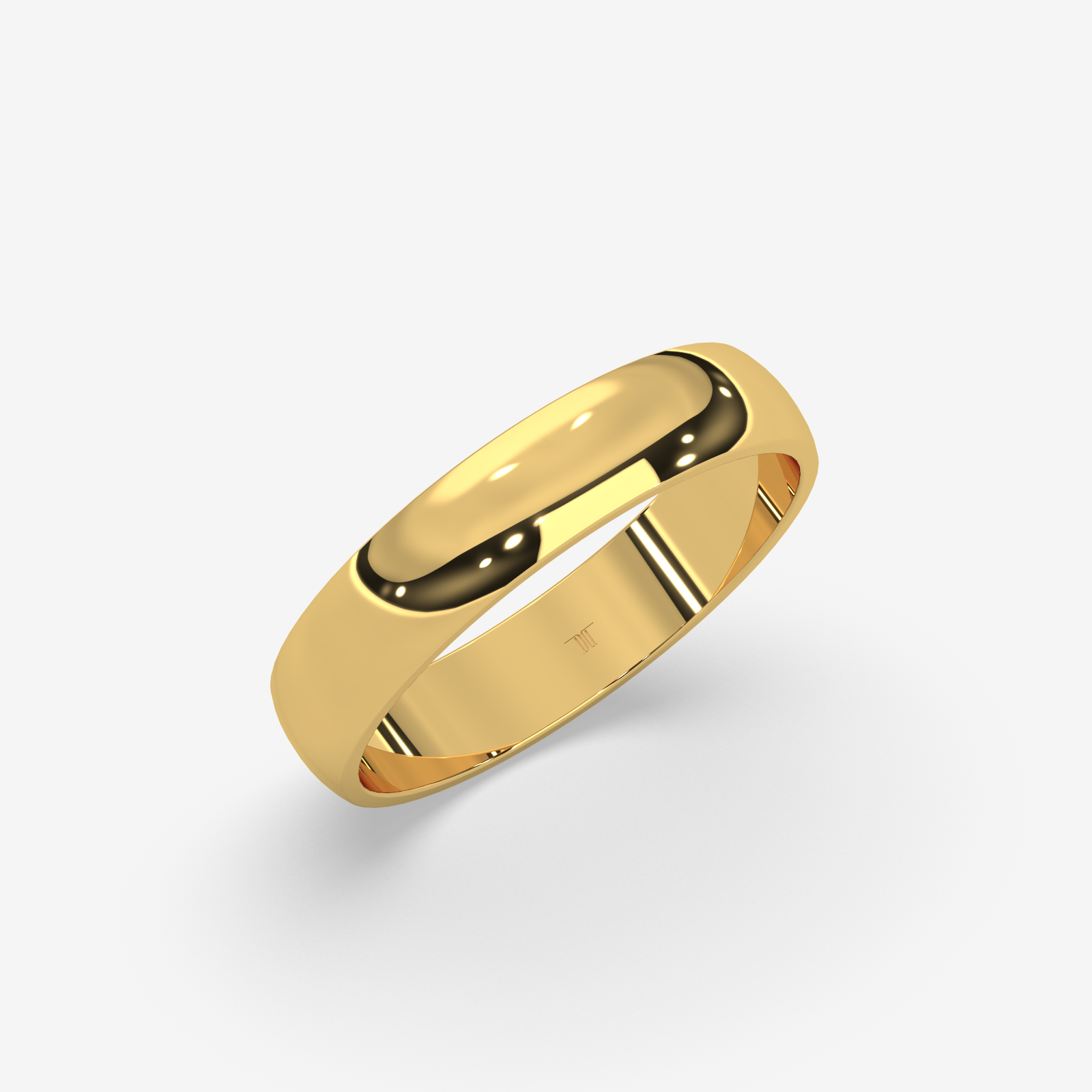 18K Solid Gold Dome Ring | Unisex Comfort-Fit High-Polished Wedding Band