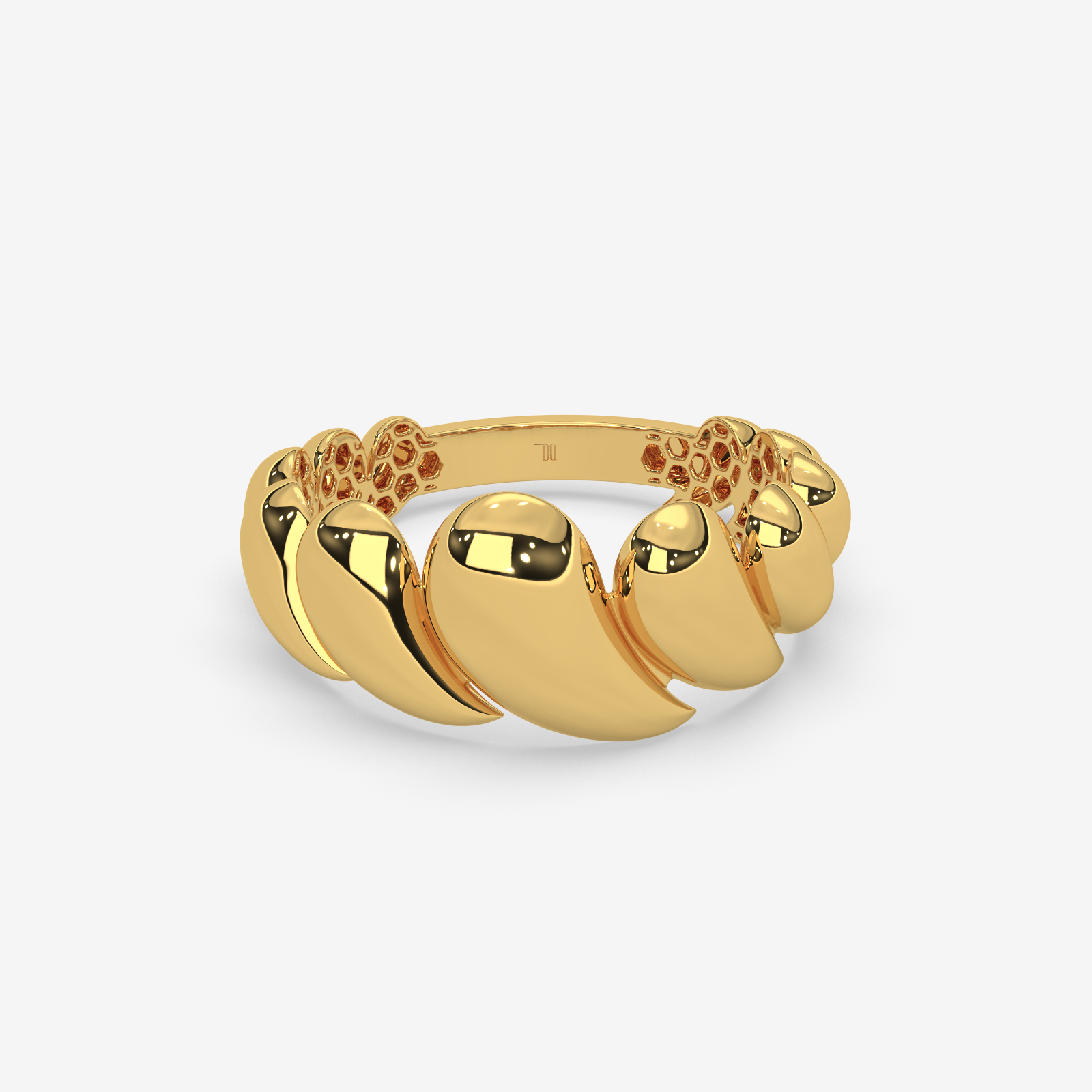 Sublime Solid Gold Swirling Statement Ring for Women | Handcrafted High-Polish Gold Band