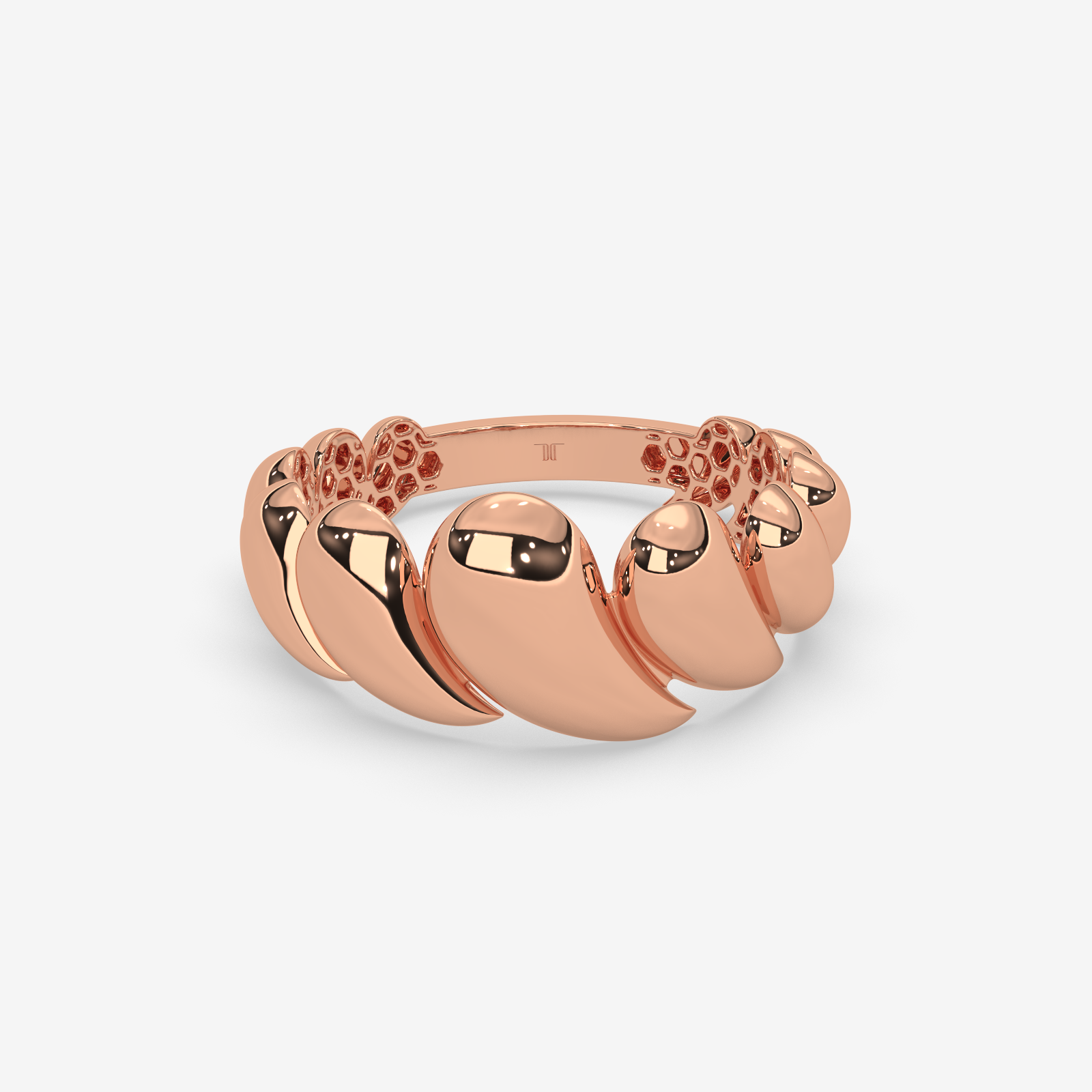Sublime Solid Gold Swirling Statement Ring for Women | Handcrafted High-Polish Gold Band