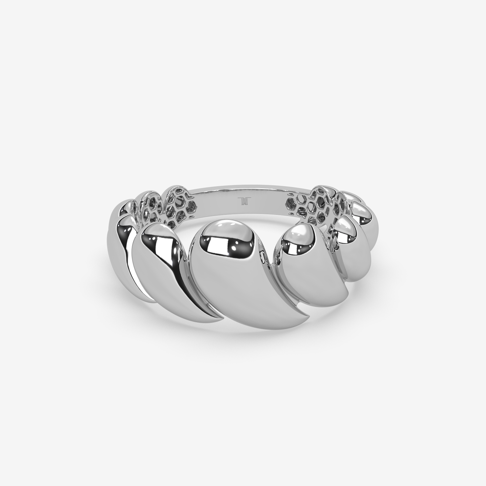 Sublime Solid Gold Swirling Statement Ring for Women | Handcrafted High-Polish Gold Band