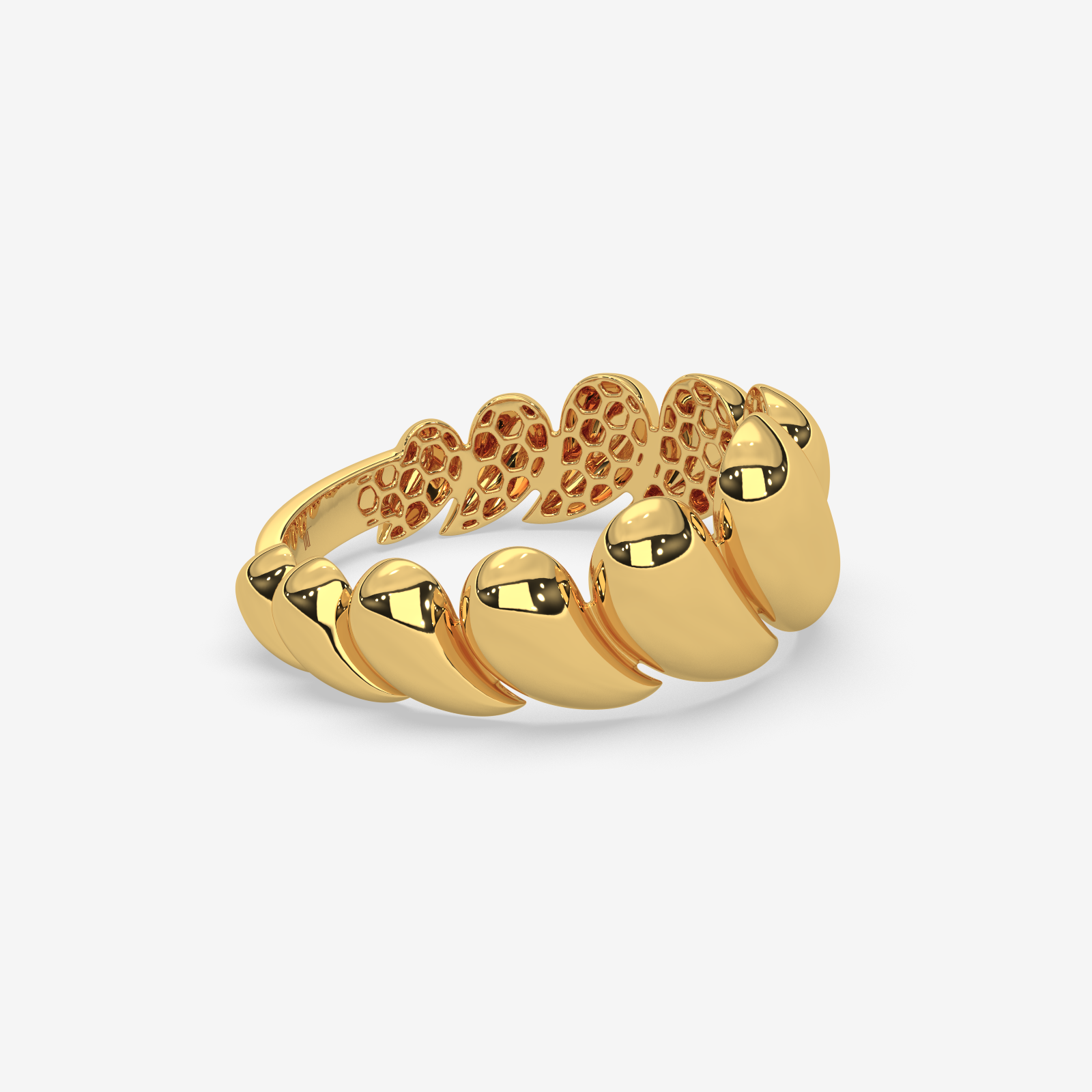 Sublime Solid Gold Swirling Statement Ring for Women | Handcrafted High-Polish Gold Band
