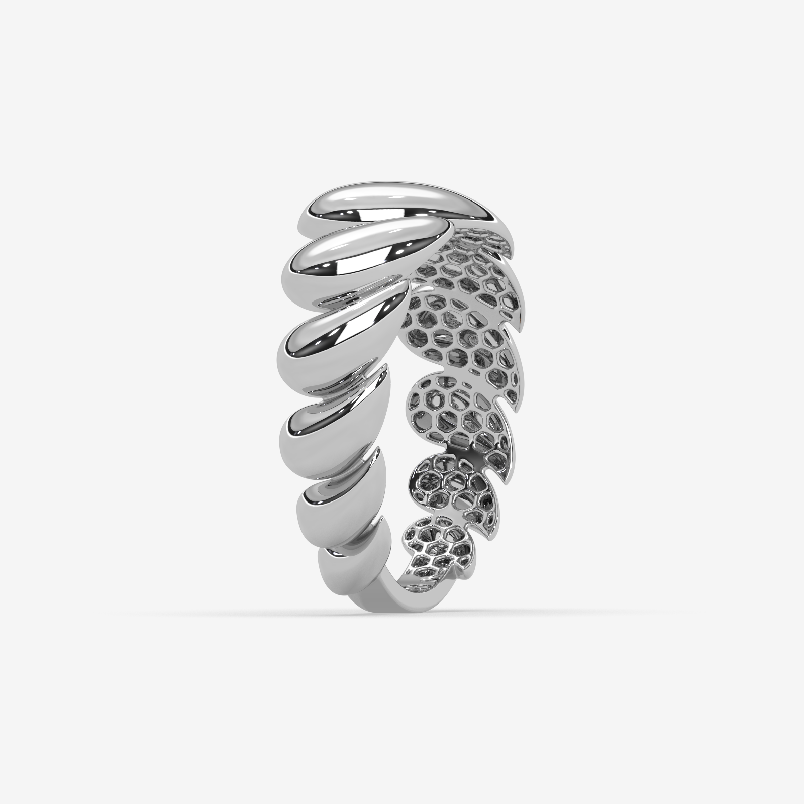Sublime Solid Gold Swirling Statement Ring for Women | Handcrafted High-Polish Gold Band