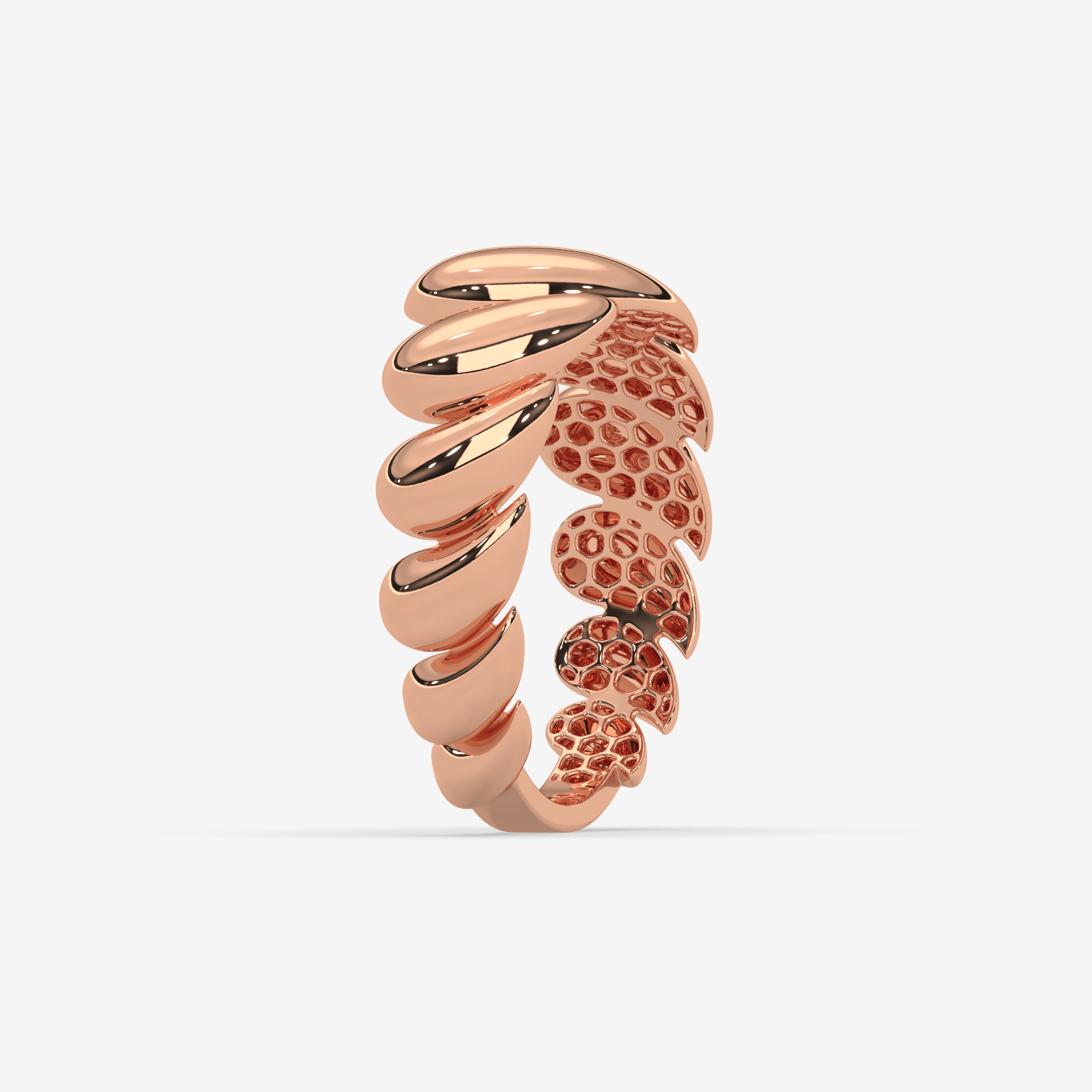 Sublime Solid Gold Swirling Statement Ring for Women | Handcrafted High-Polish Gold Band