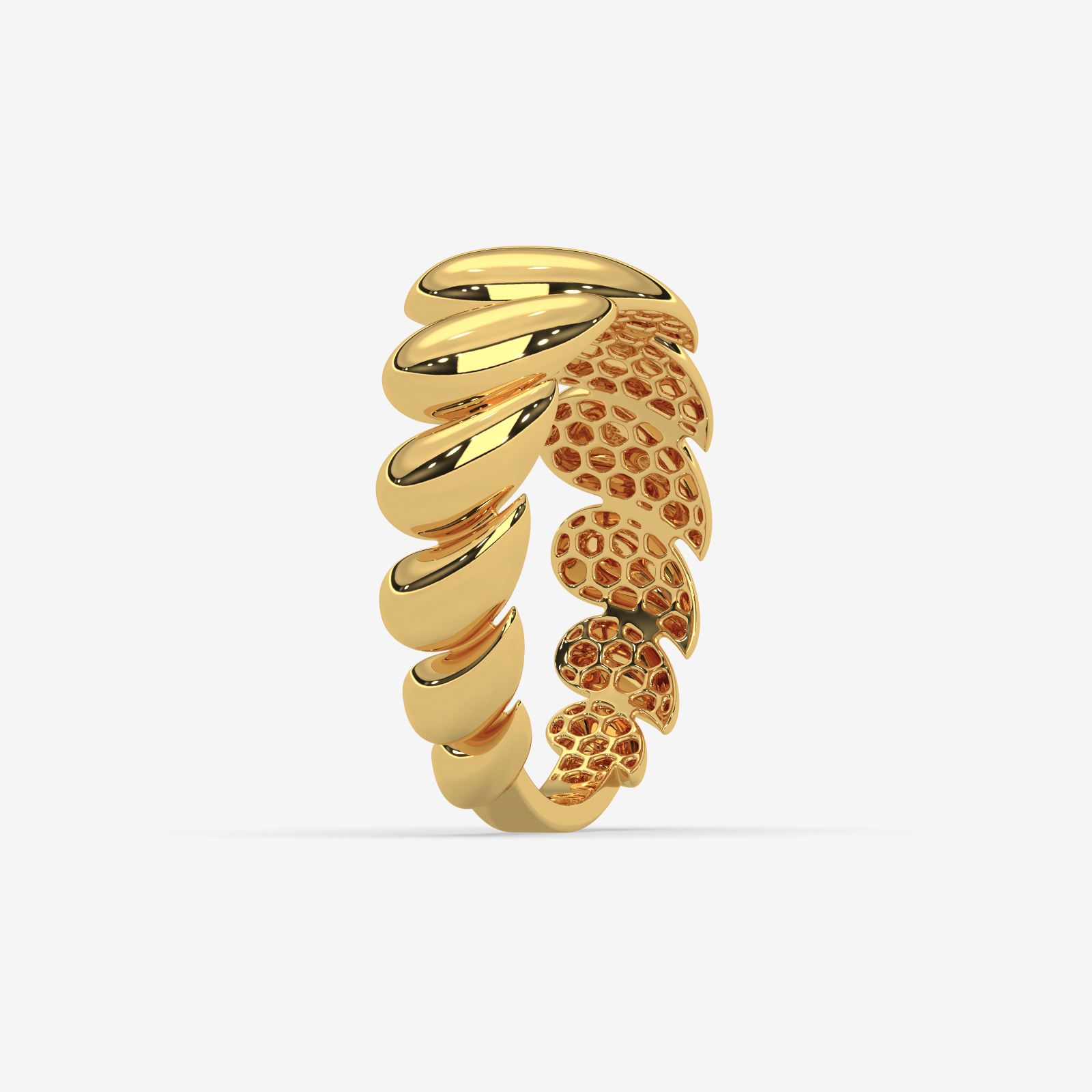Sublime Solid Gold Swirling Statement Ring for Women | Handcrafted High-Polish Gold Band