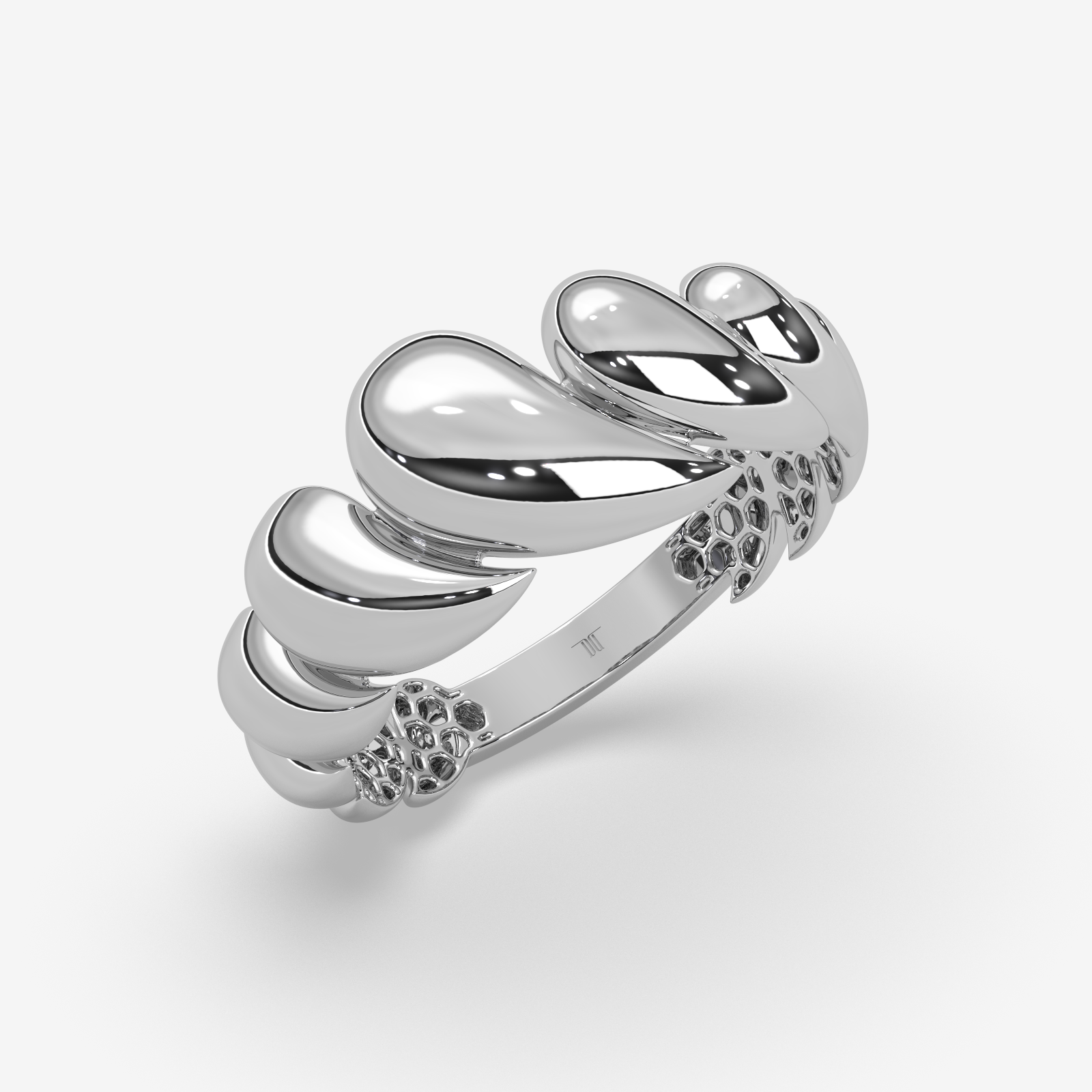 Sublime Solid Gold Swirling Statement Ring for Women | Handcrafted High-Polish Gold Band