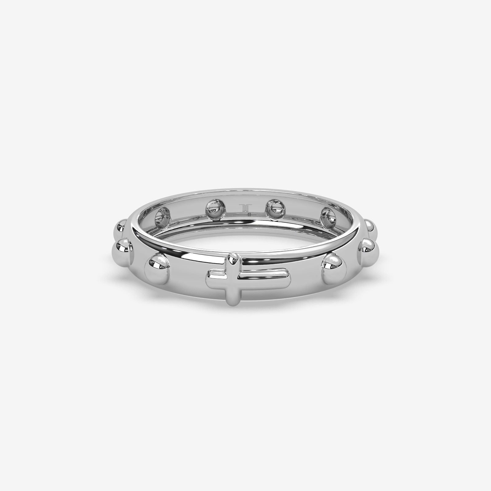 18k Gold Rosary Ring | Solid Gold Prayer Band with Cross & Ten Decades