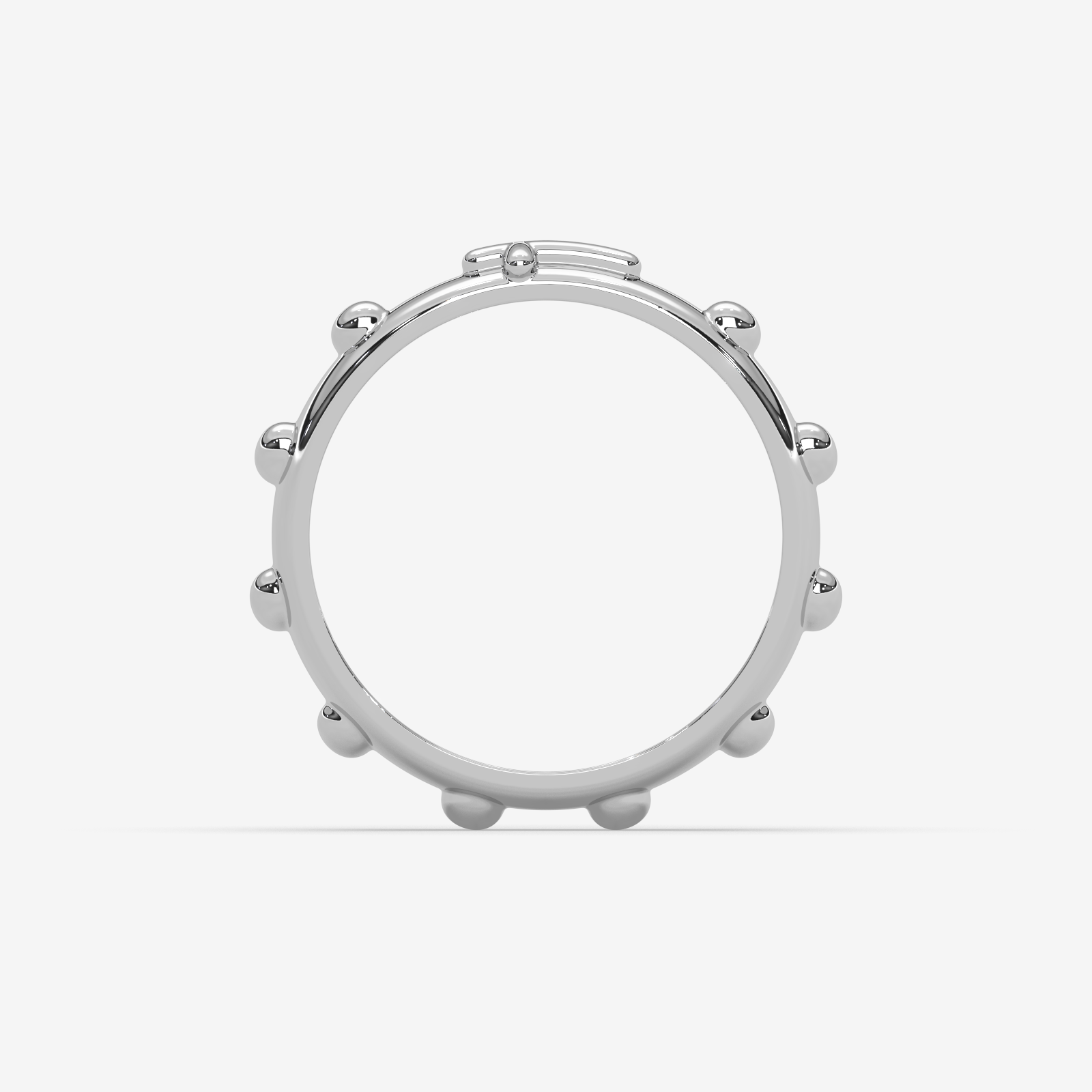 18k Gold Rosary Ring | Solid Gold Prayer Band with Cross & Ten Decades