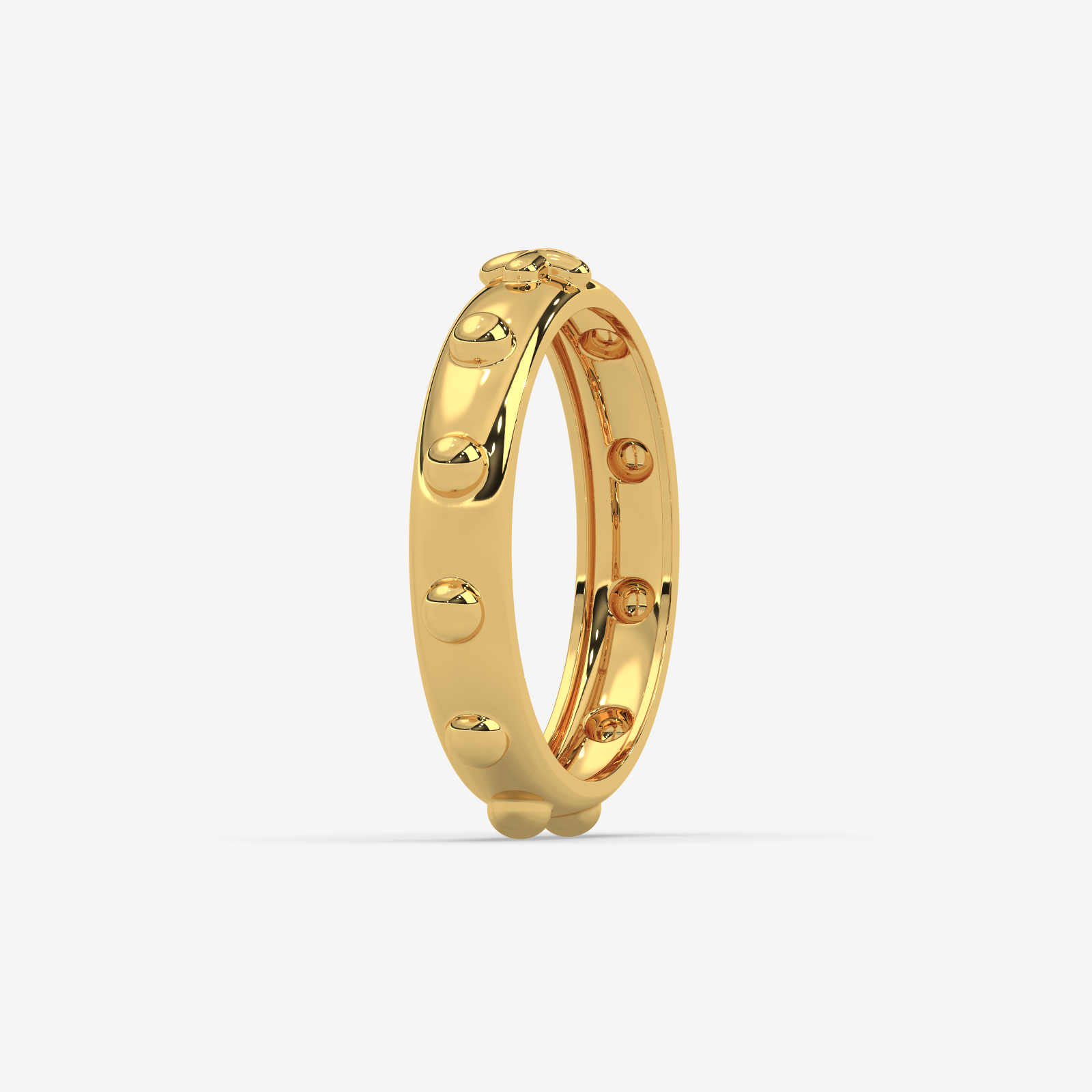 18k Gold Rosary Ring | Solid Gold Prayer Band with Cross & Ten Decades