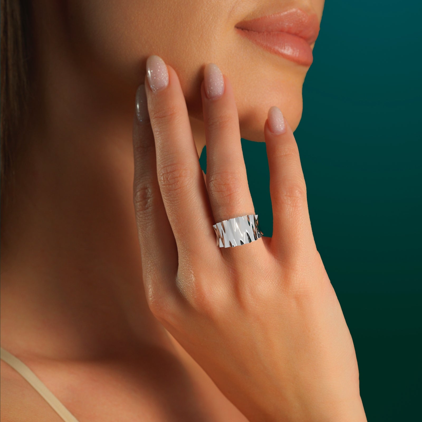 Solid Gold Sculptural Band Ring | Bold Geometric Statement Ring for Men & Women