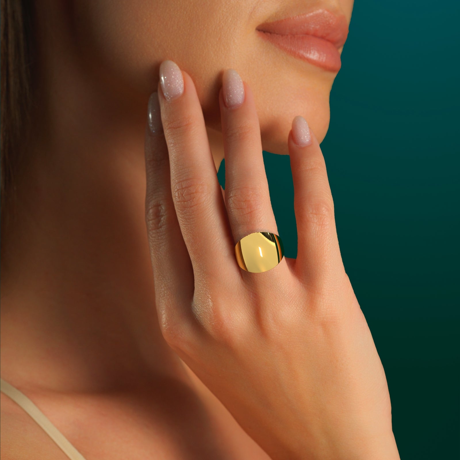 Unisex Solid Gold Chunky Dome Ring | Bold Polished Statement Band