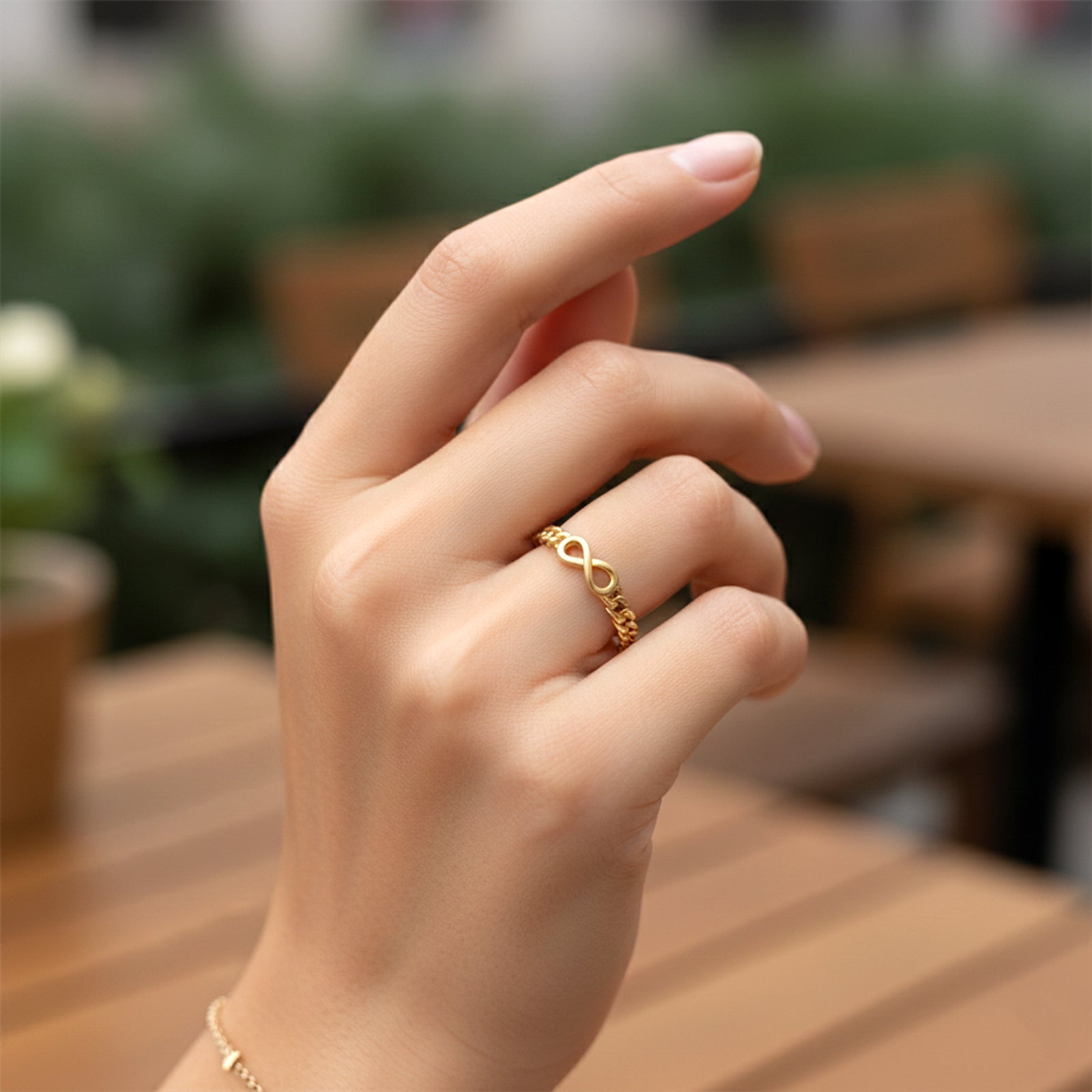 18k Gold Infinity Chain Ring | Solid Gold Handcrafted Jewelry