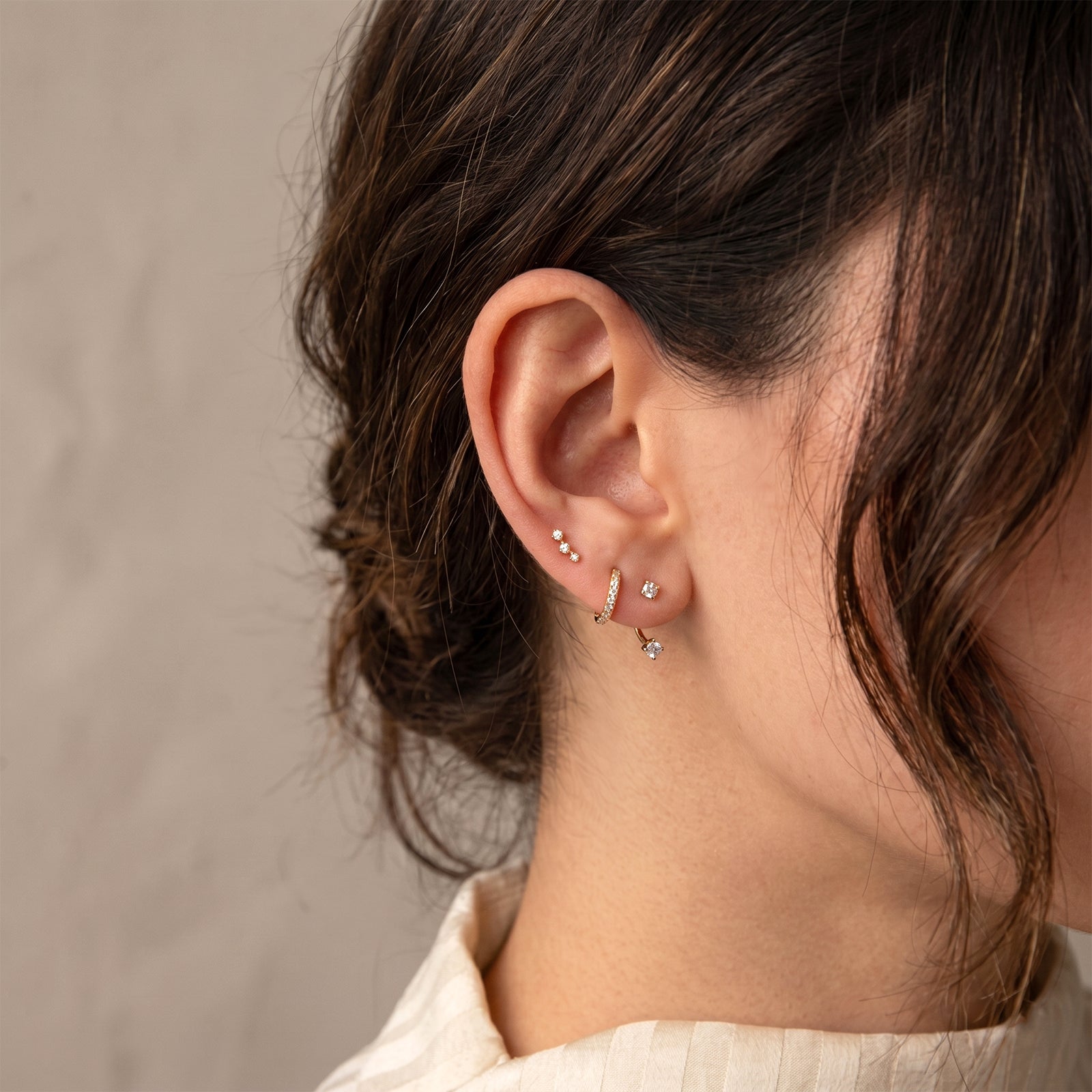 18K Gold Diamond Earstack Set | 3-Piece Curated Earring Trio