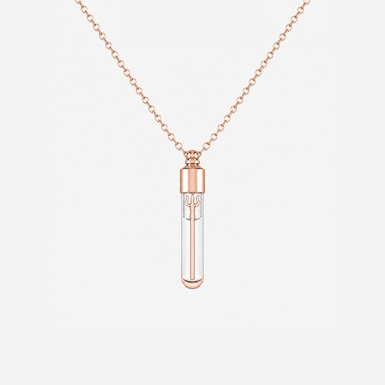 18K Gold Sacred Ganga Jal Pendant Necklace | Real Ganga Water & Trishul in Glass Vial