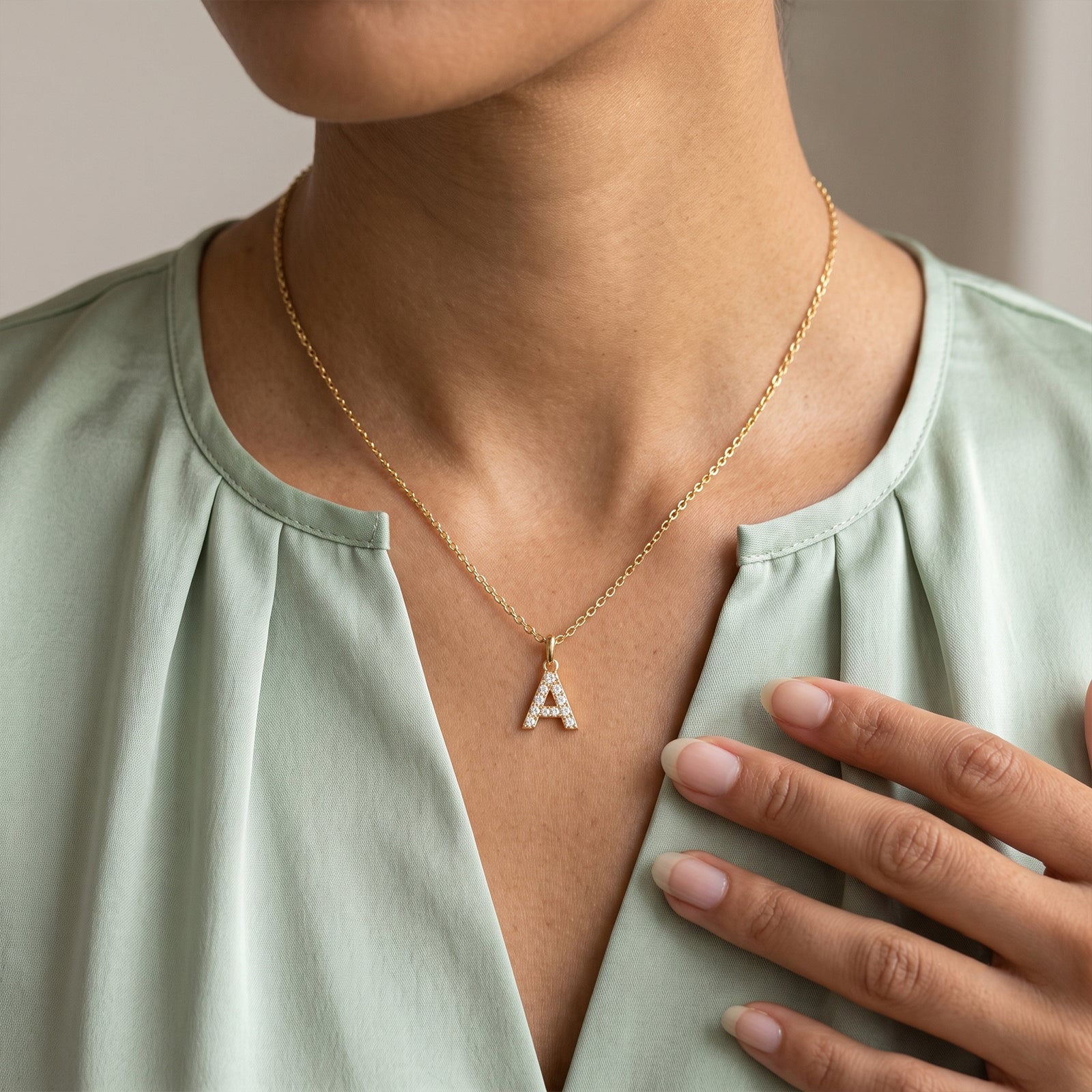 18k Gold Diamond Initial Pendant Necklace | Pave Custom Letter Pendant
