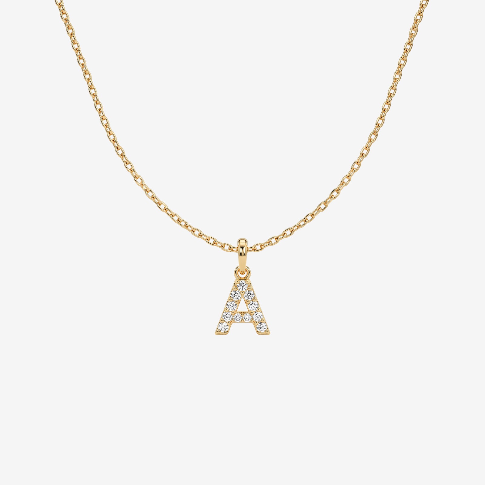 18k Gold Diamond Initial Pendant Necklace | Pave Custom Letter Pendant