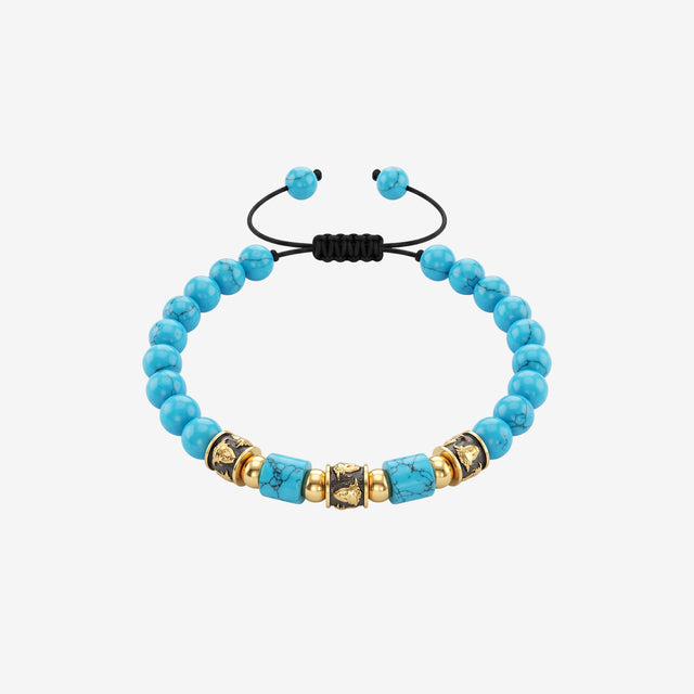 Men's 18K Gold & Turquoise Bead Bracelet | Handcrafted Luxury Cord Bracelet