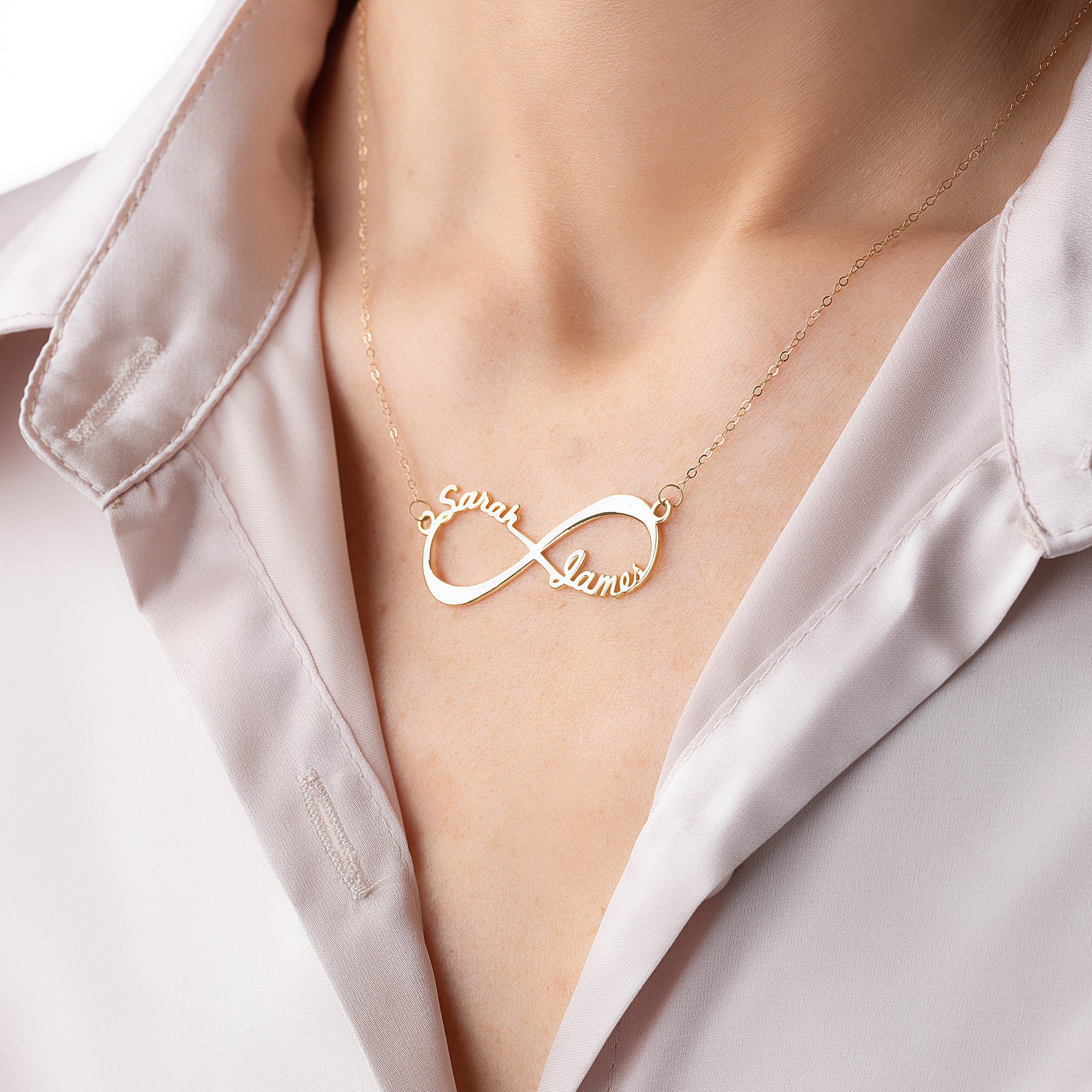 Infinity Custom Name Gold Necklace – 18K Gold